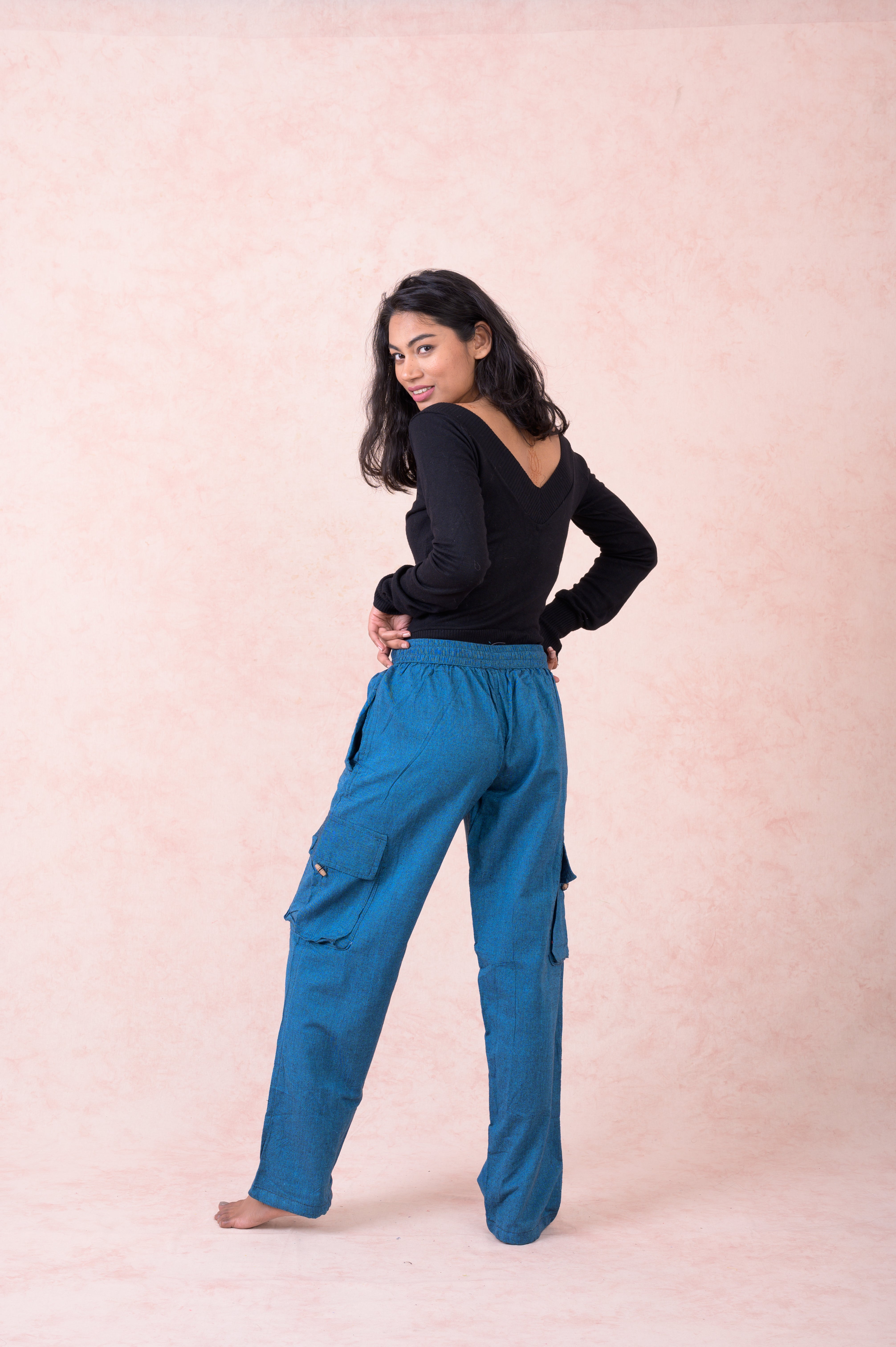 Rhea Solid Cargo Pants Black / Small