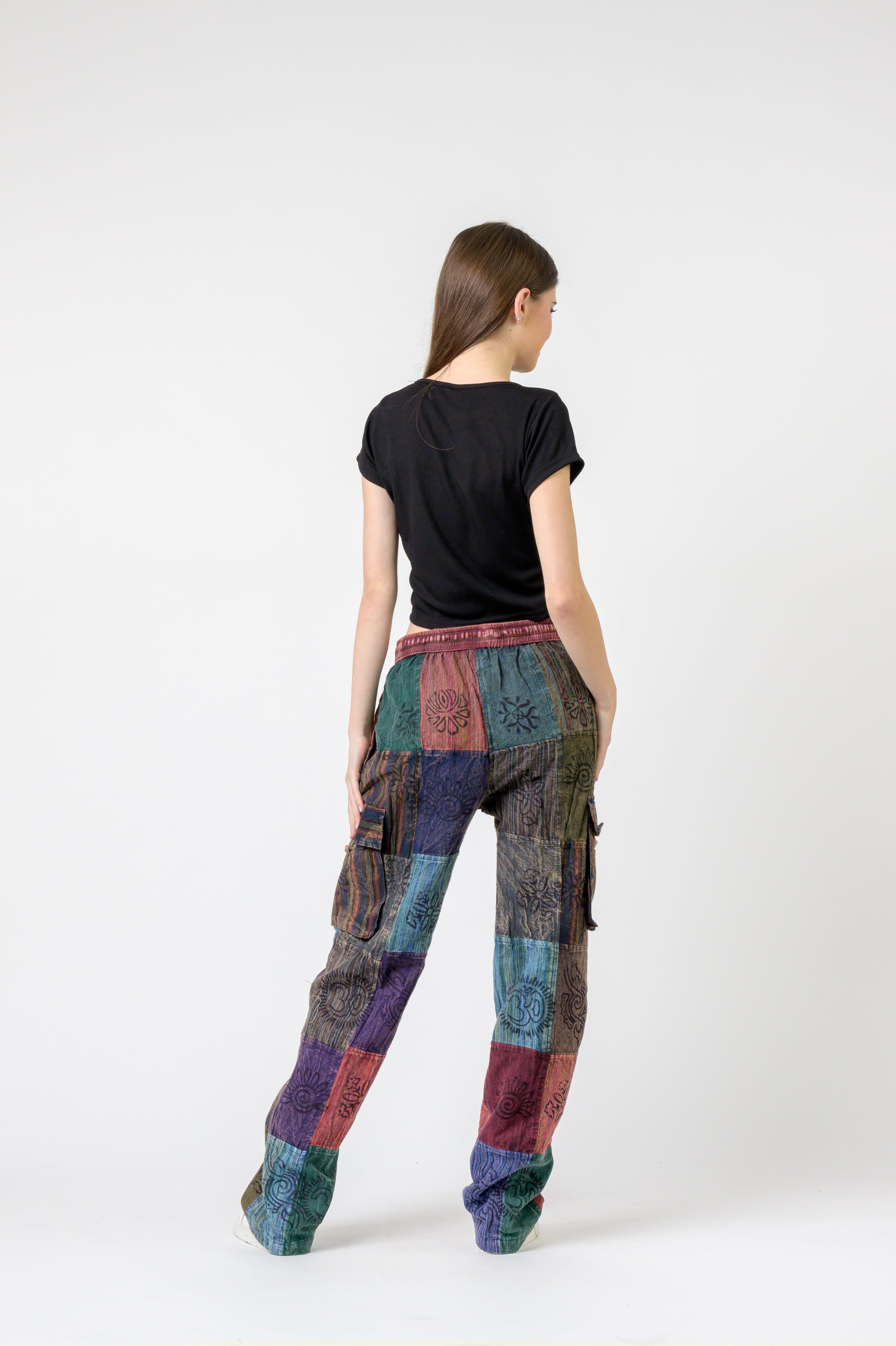 Rhea Mixed Tie-Waist Straight Pants