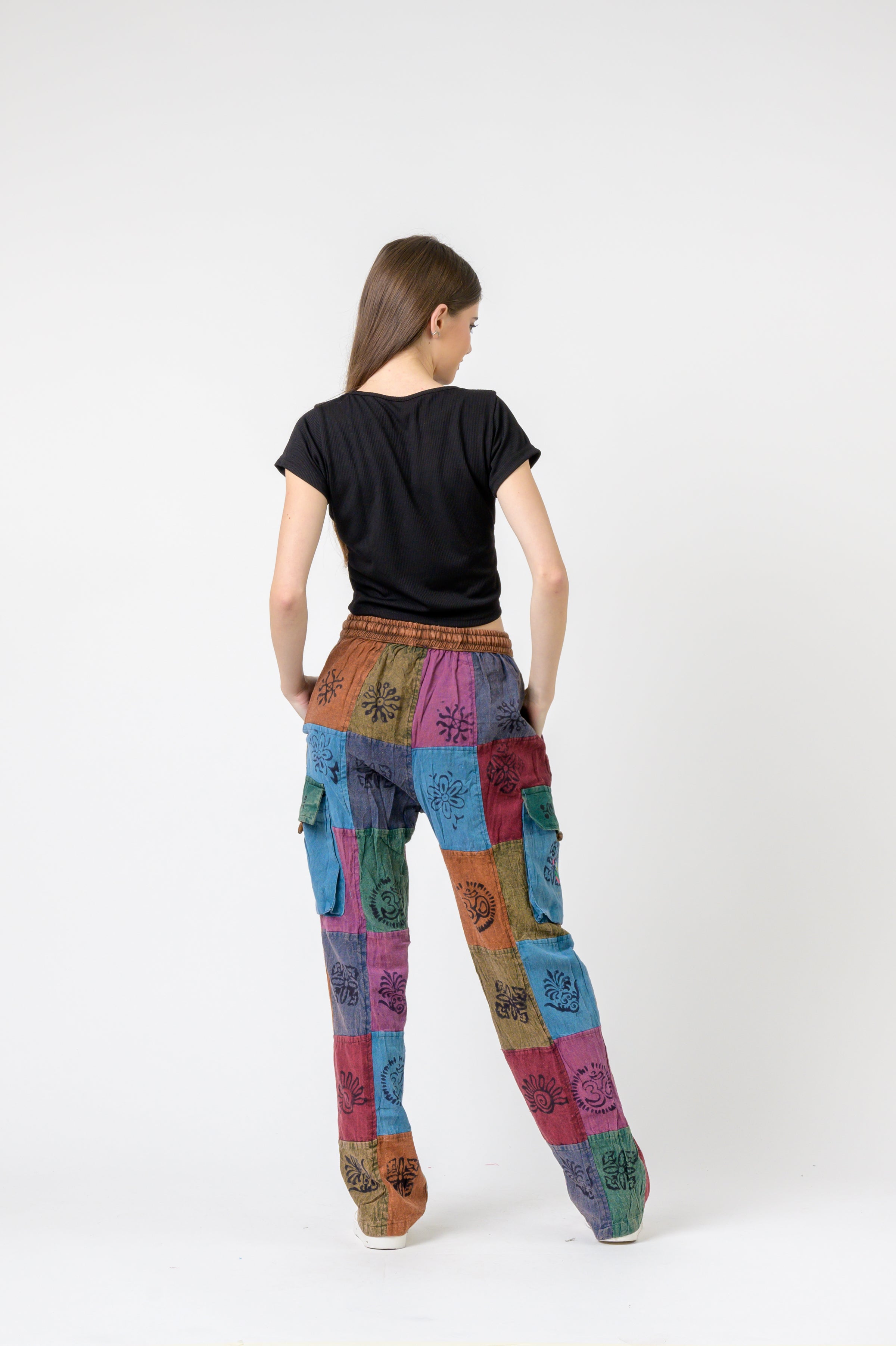 Rhea Mixed Tie-Waist Straight Pants
