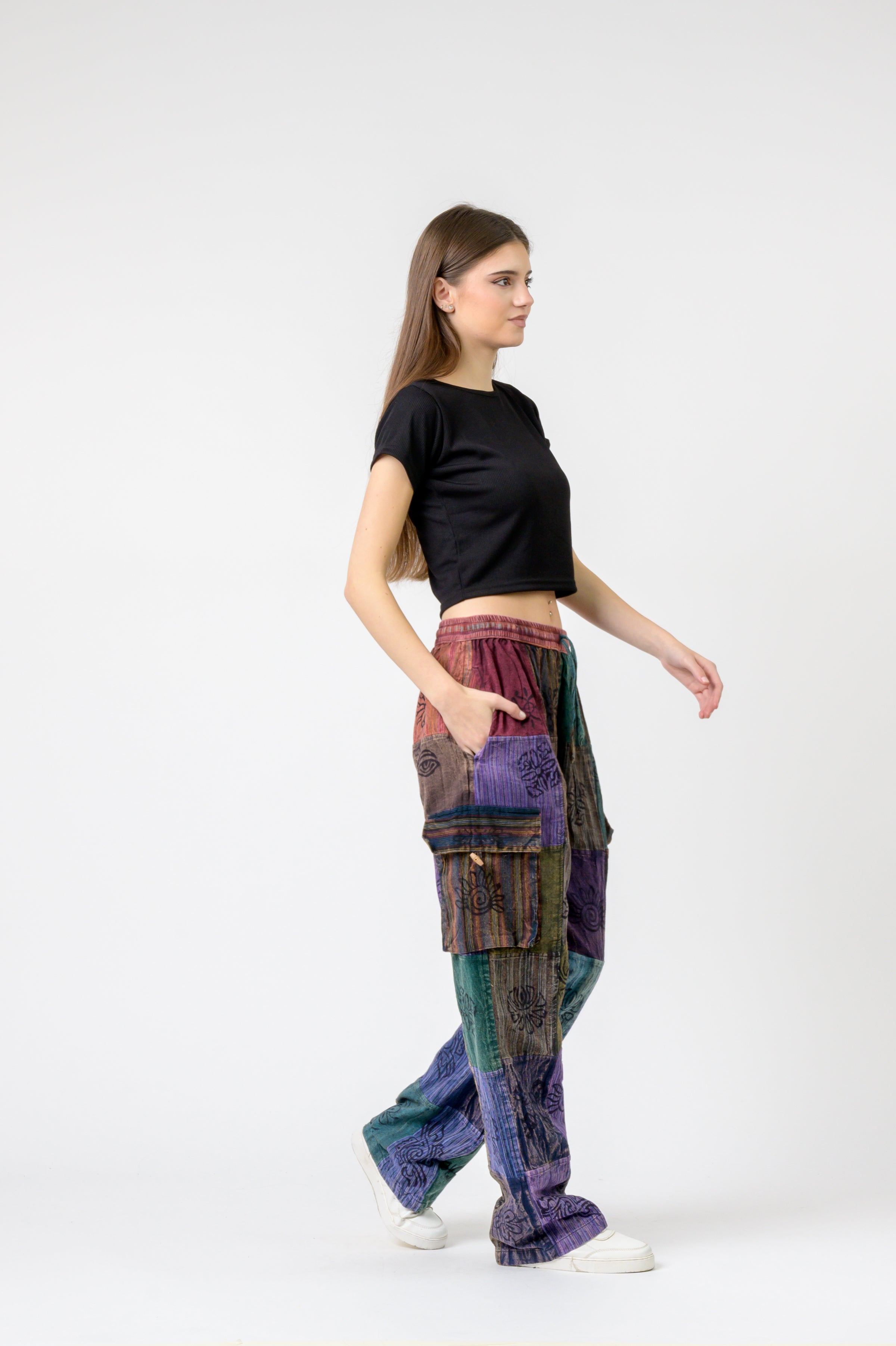 Rhea Mixed Tie-Waist Straight Pants