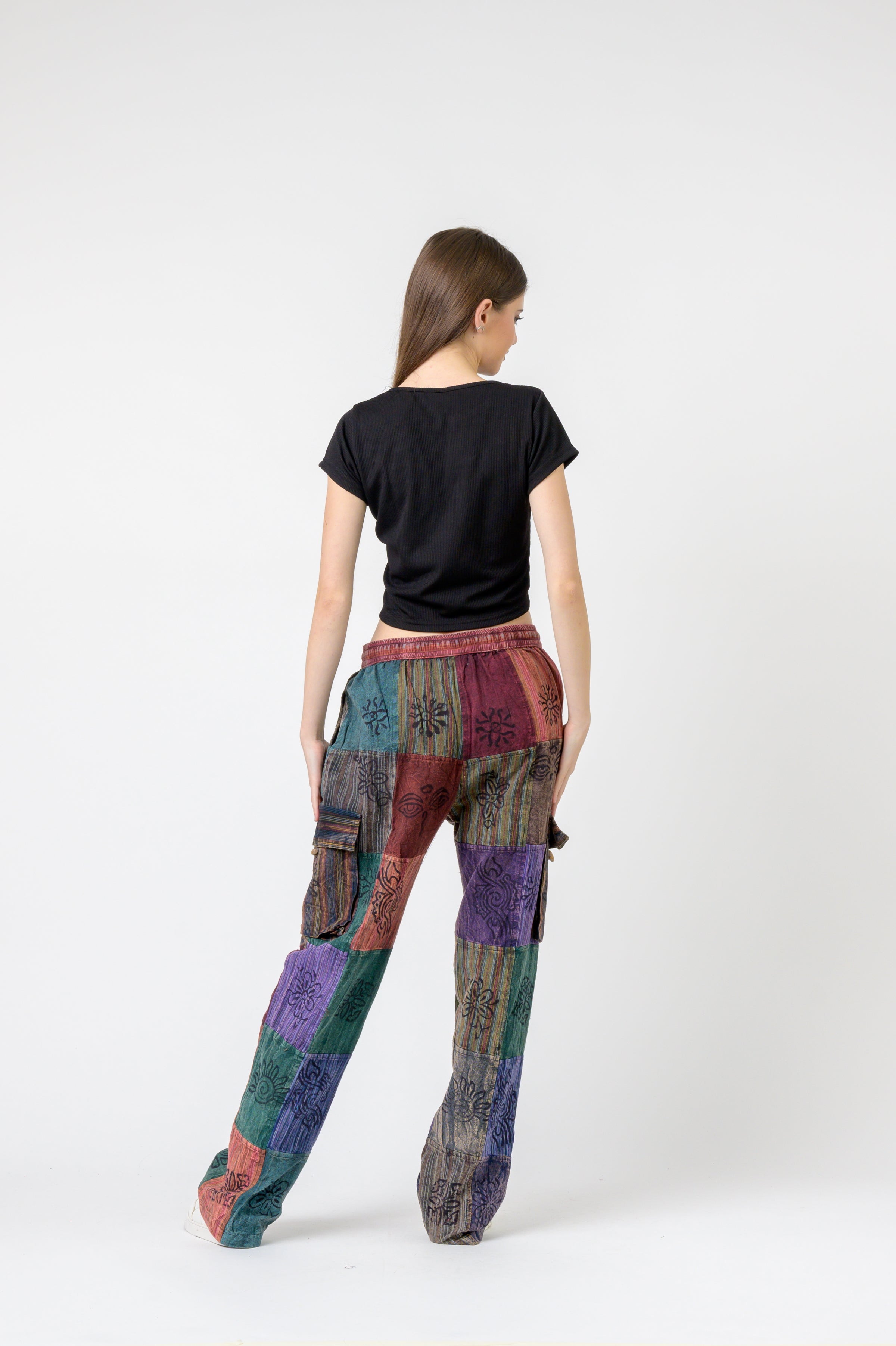 Rhea Mixed Tie-Waist Straight Pants