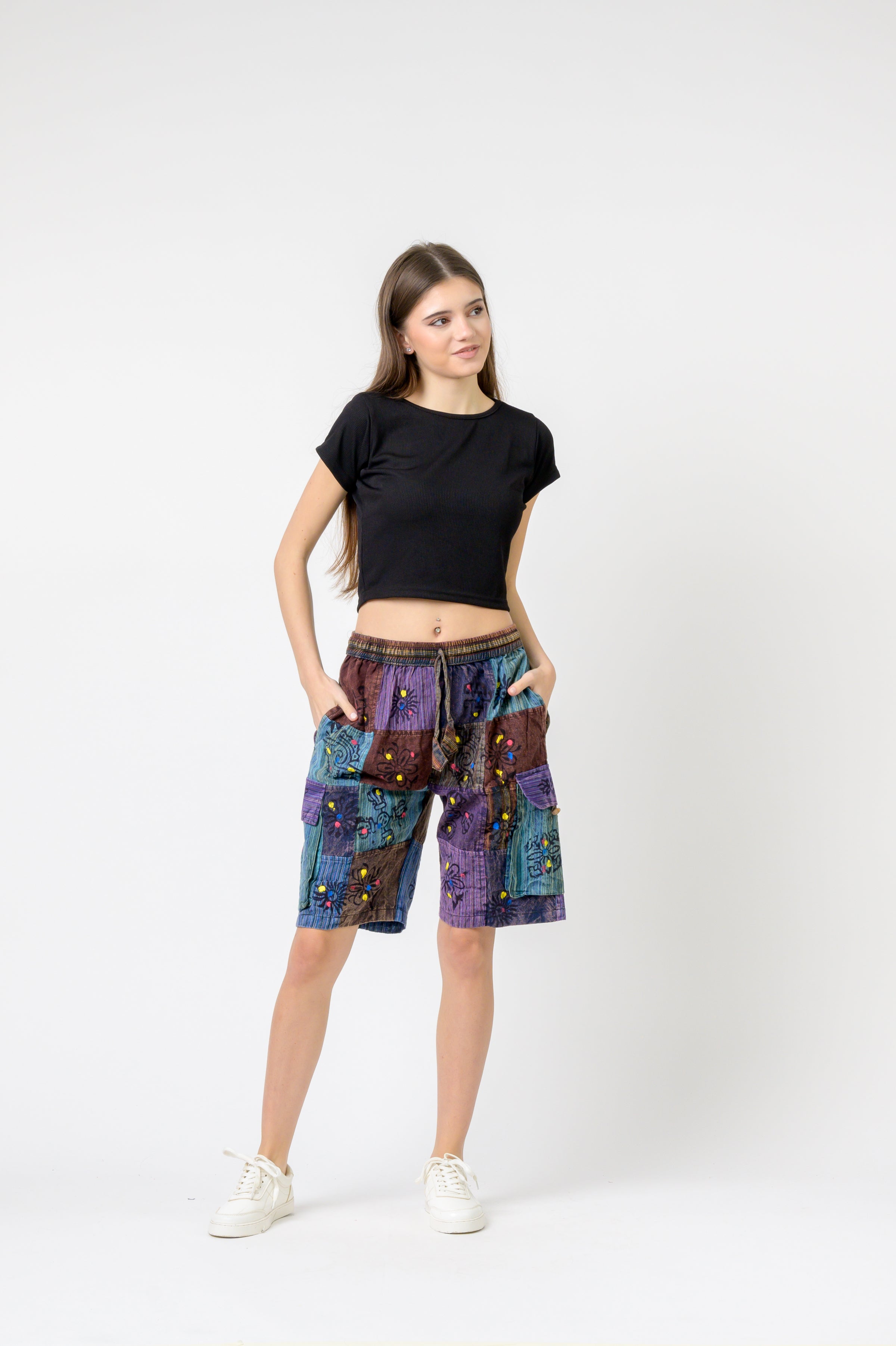 Rhea Mixed Tie-Waist Straight Pants