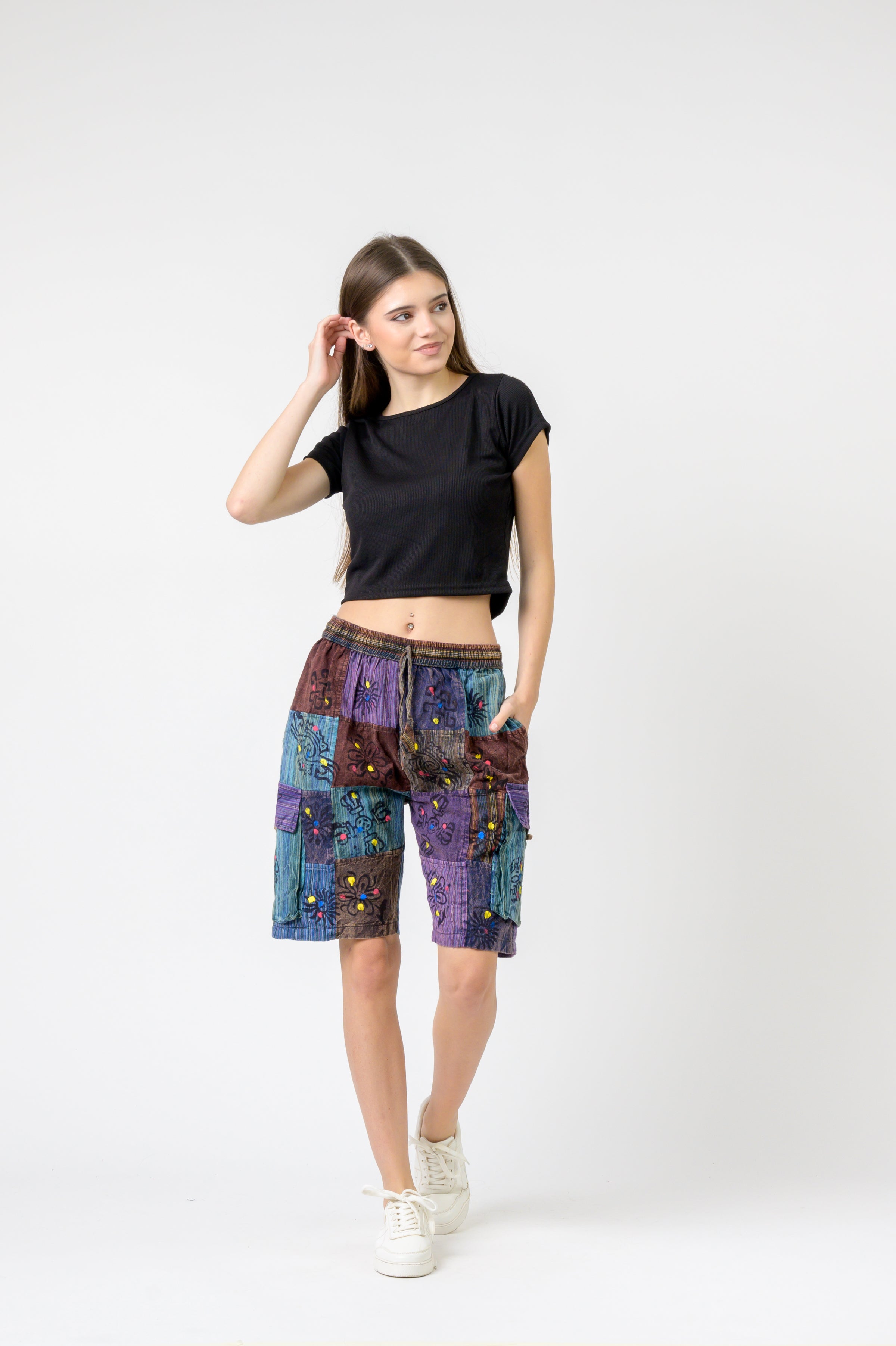 Rhea Mixed Tie-Waist Straight Pants
