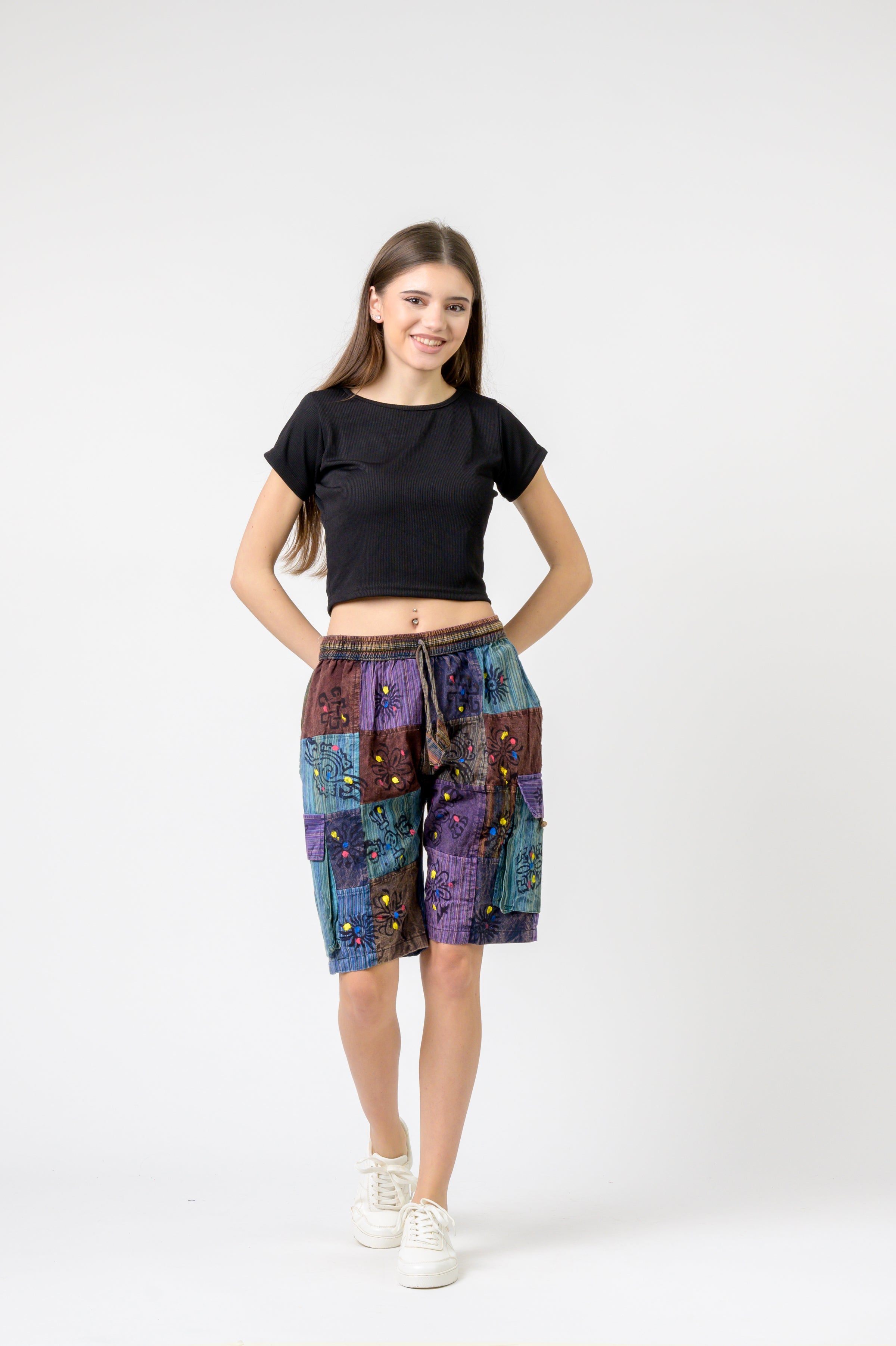 Rhea Mixed Tie-Waist Straight Pants