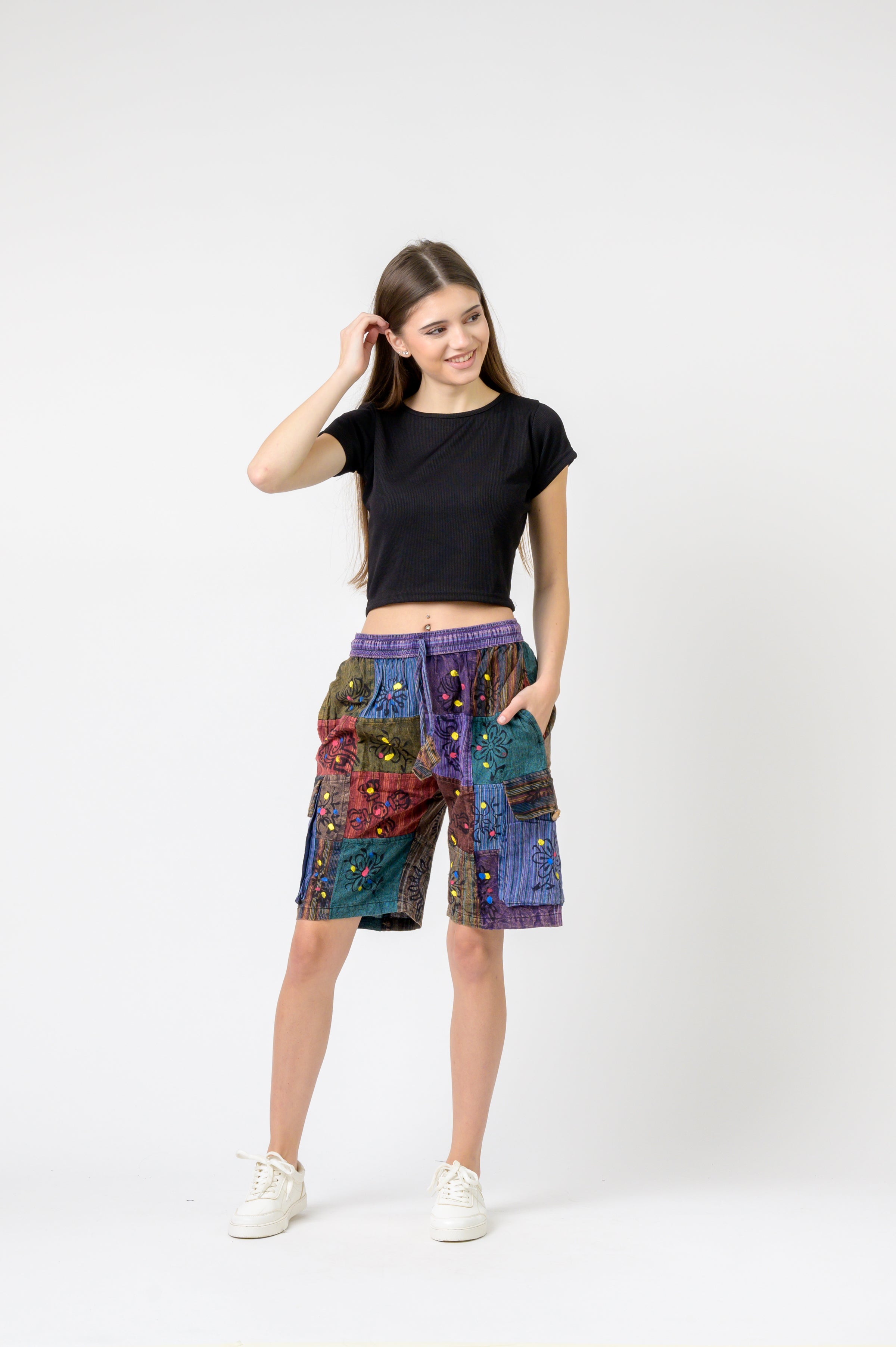 Rhea Mixed Tie-Waist Straight Pants