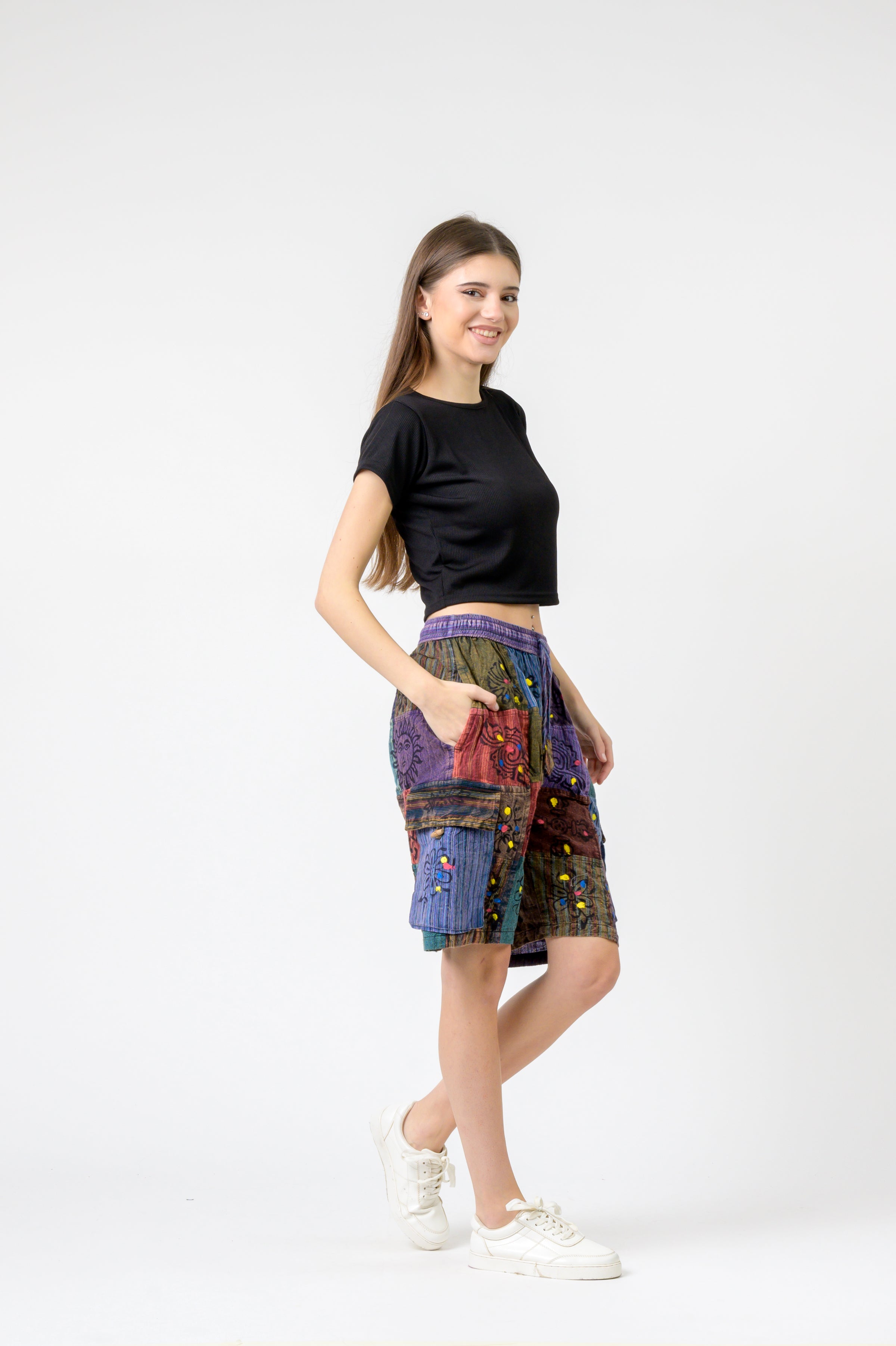 Rhea Mixed Tie-Waist Straight Pants