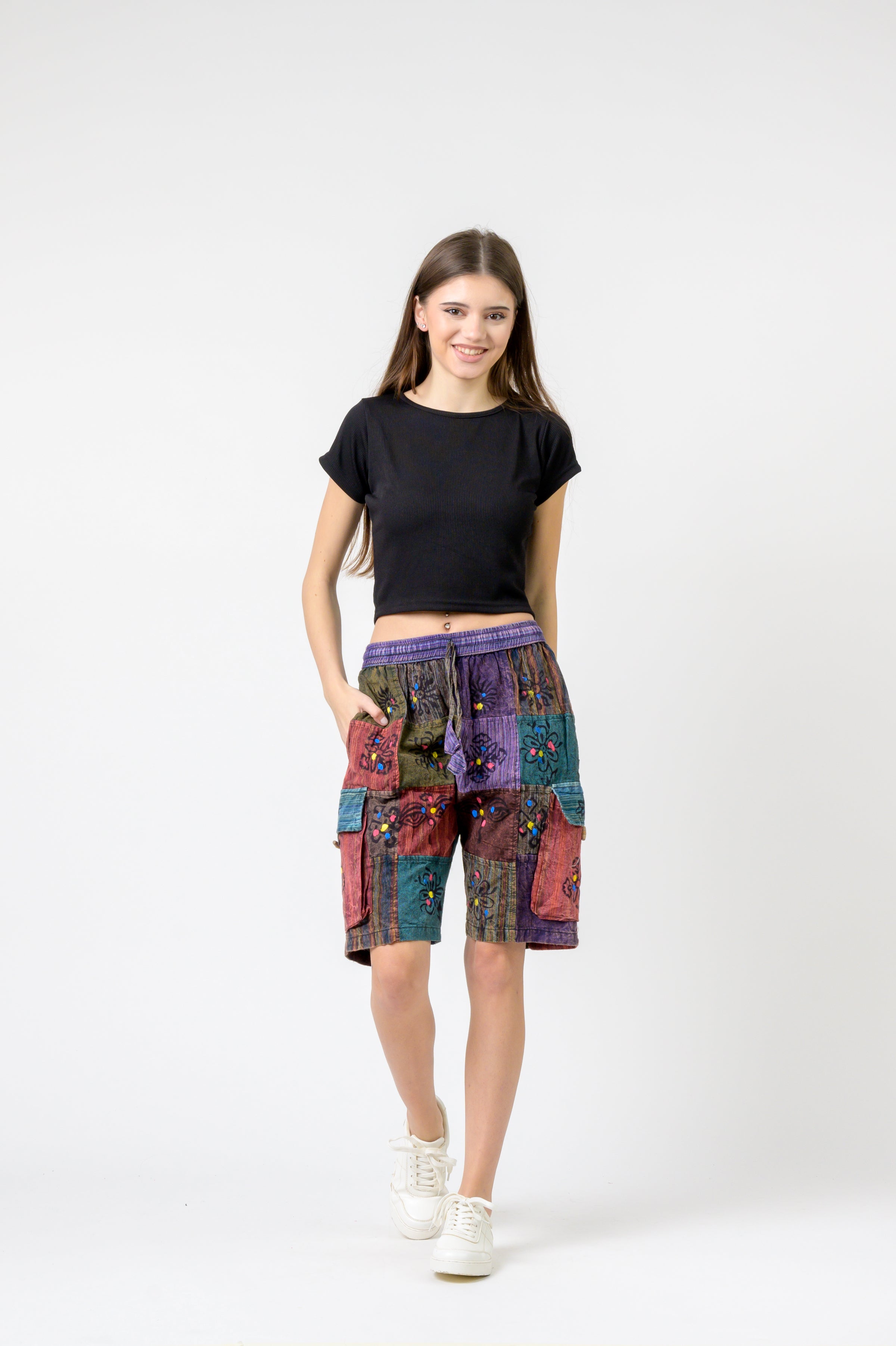 Rhea Mixed Tie-Waist Straight Pants