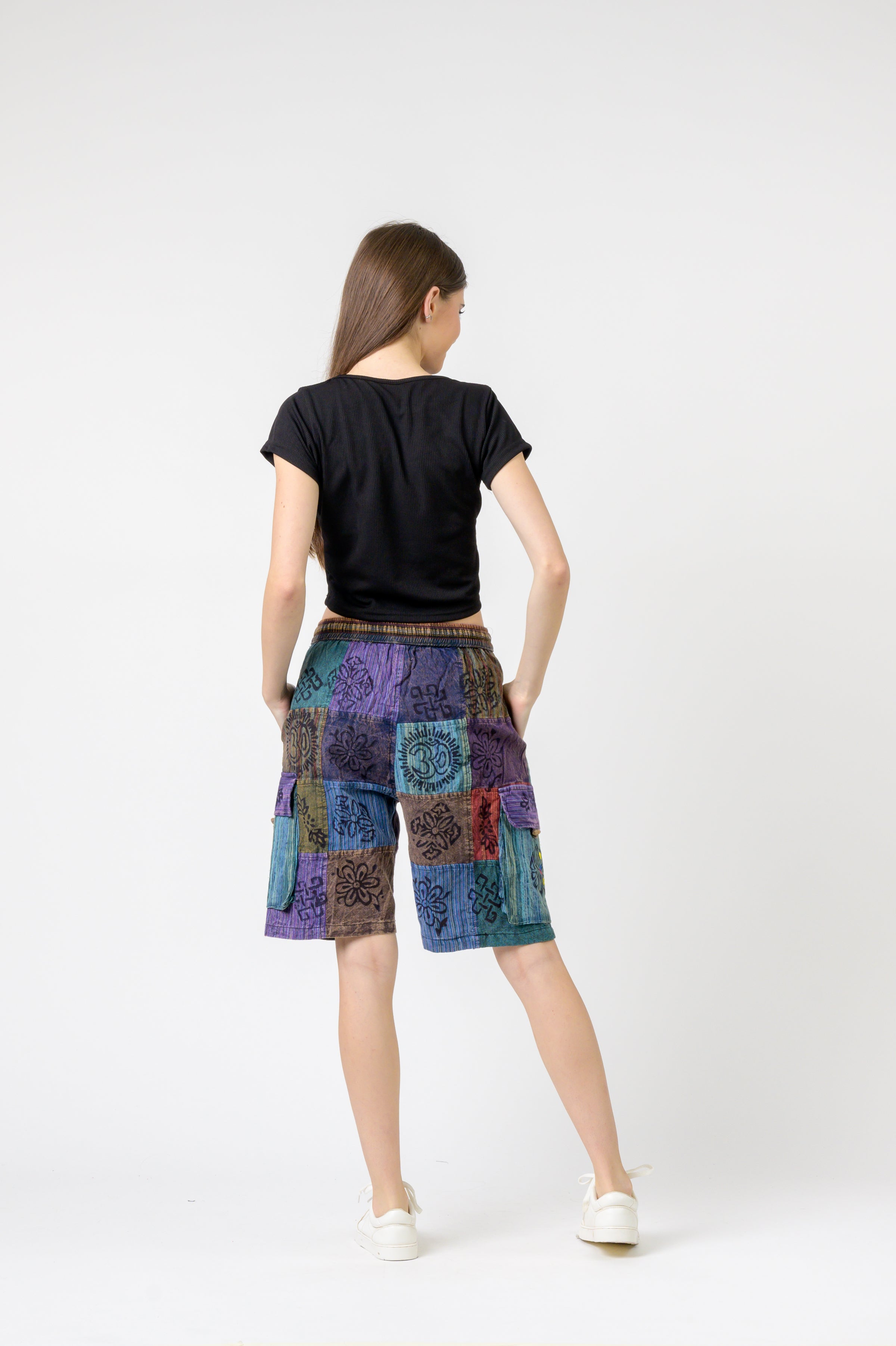 Rhea Patch Tie-Waist Shorts