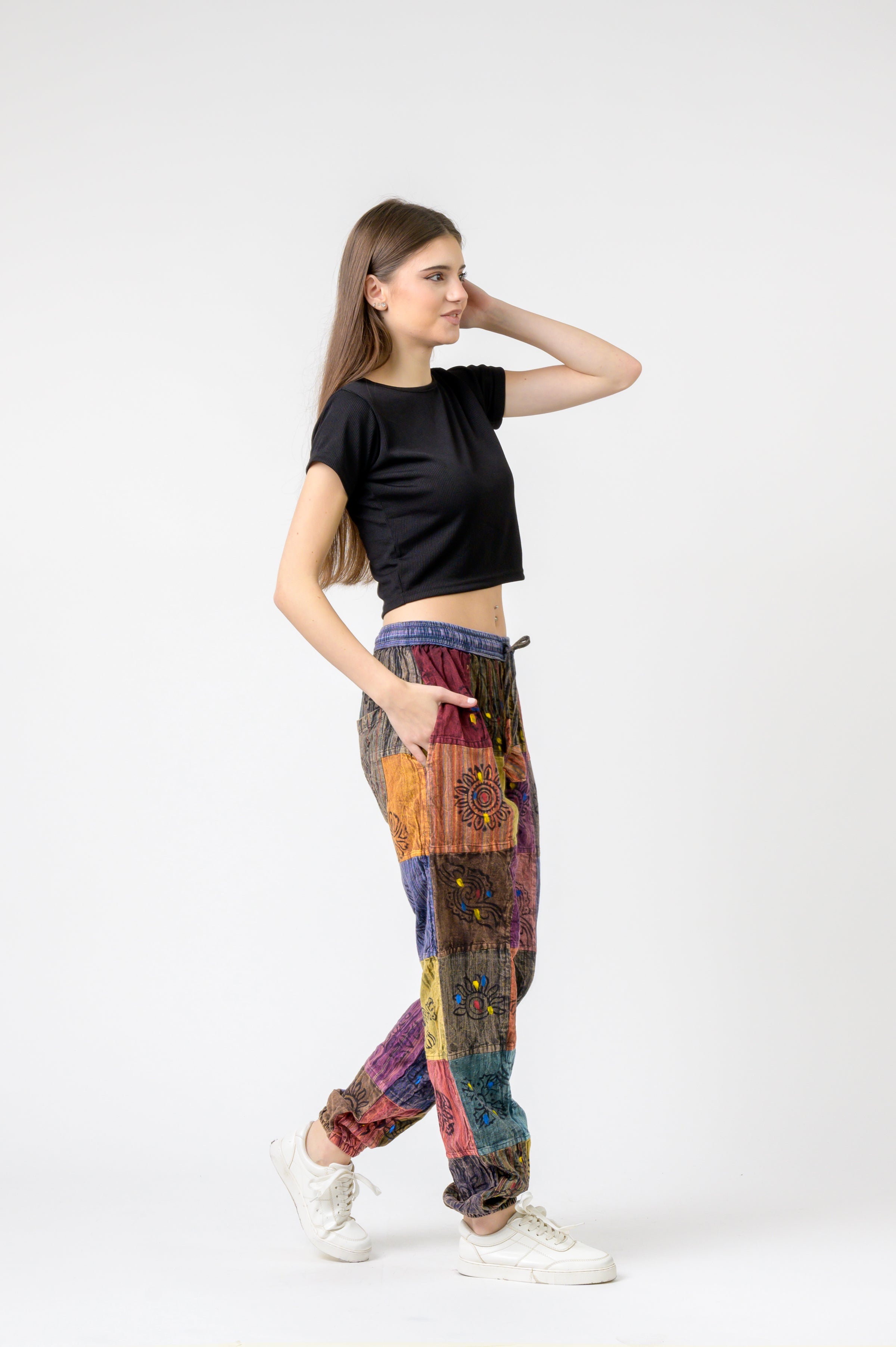 Rhea Elastic Waist Patch Pants