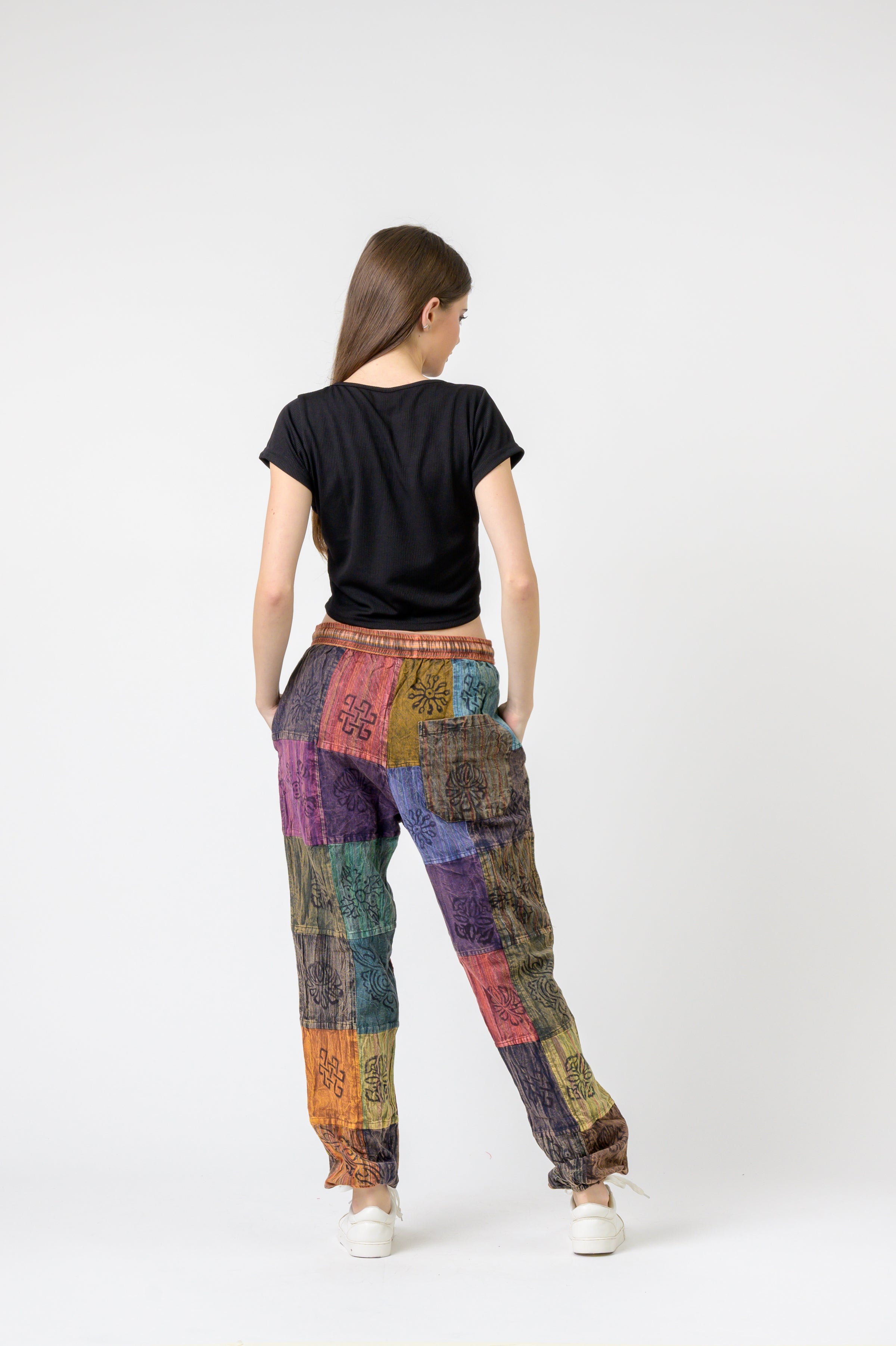 Rhea Elastic Waist Patch Pants