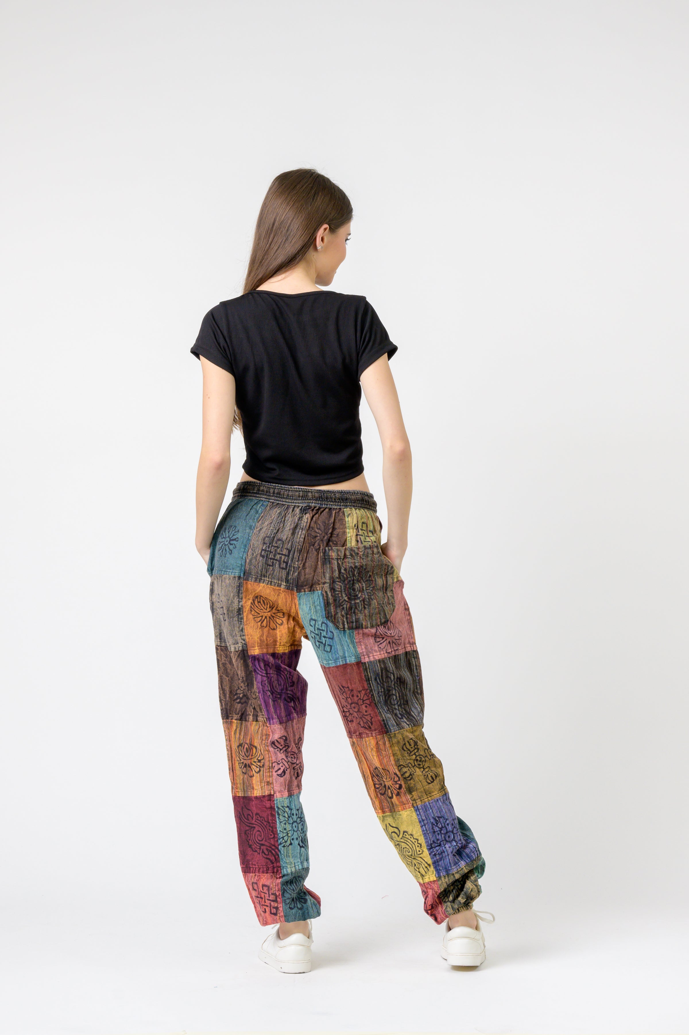 Rhea Elastic Waist Patch Pants