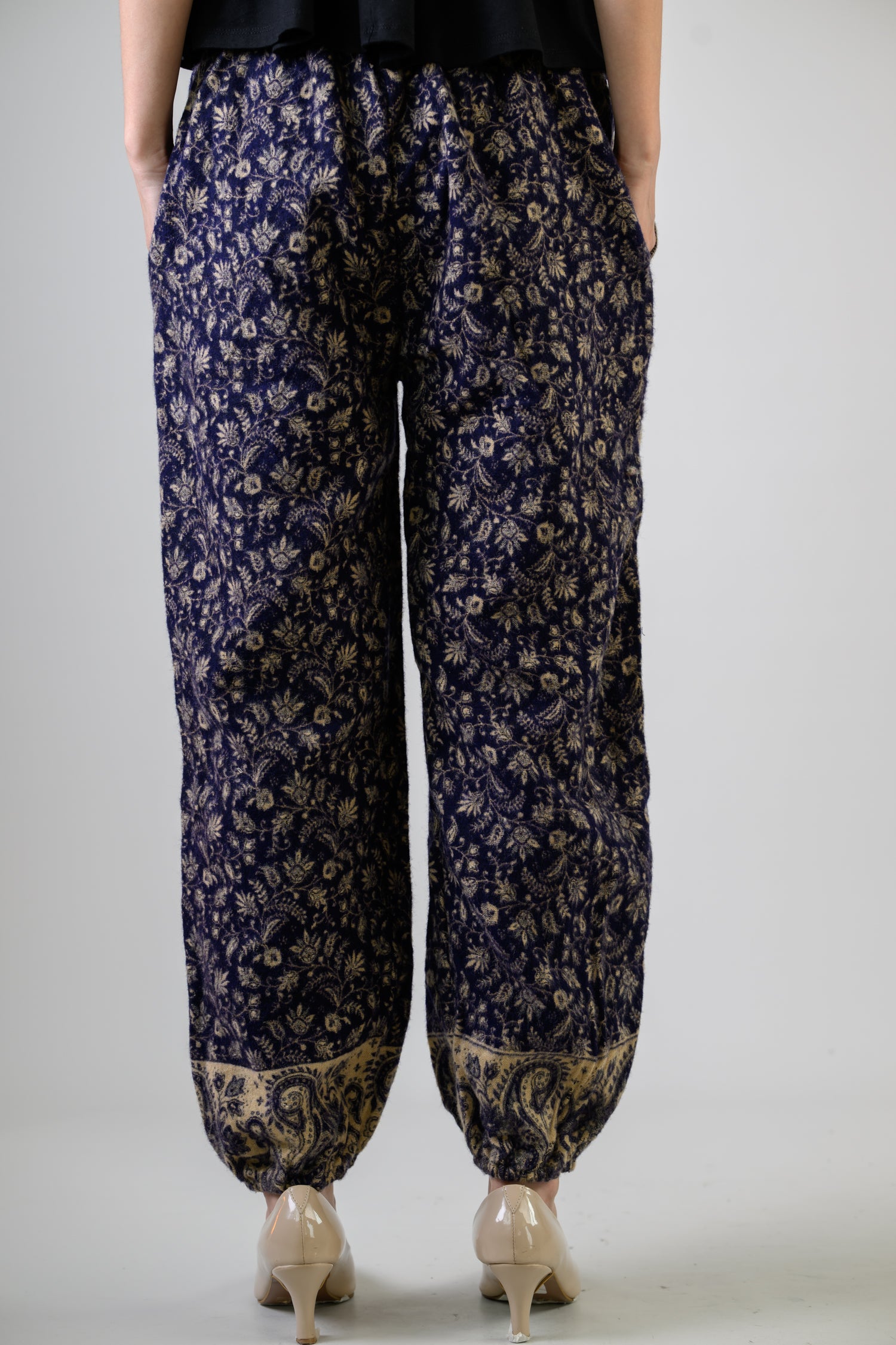Rhea Playful Paisley Pants Navy Blue / One Size