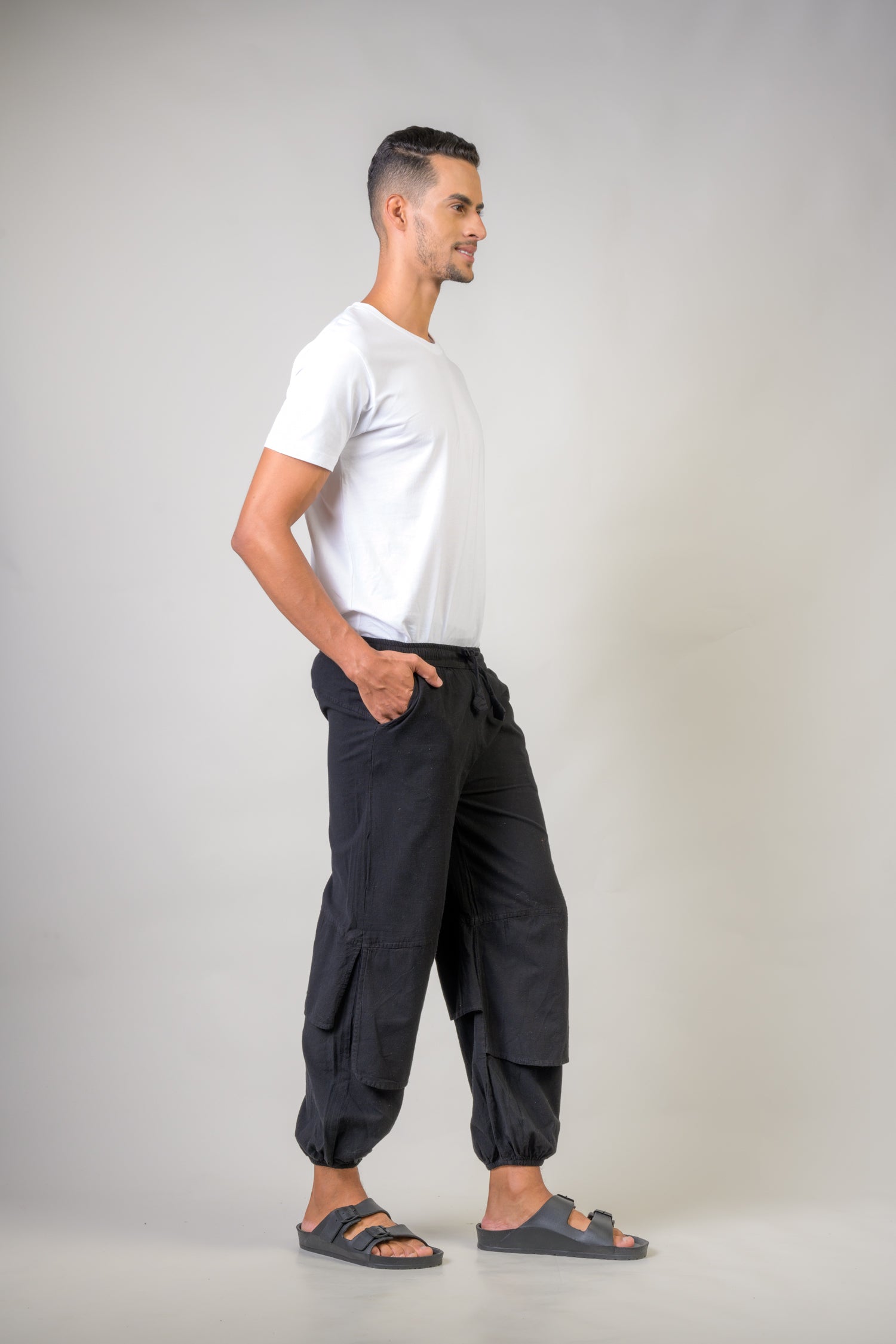 Rhea Pocketed Harem Pants Black / Large