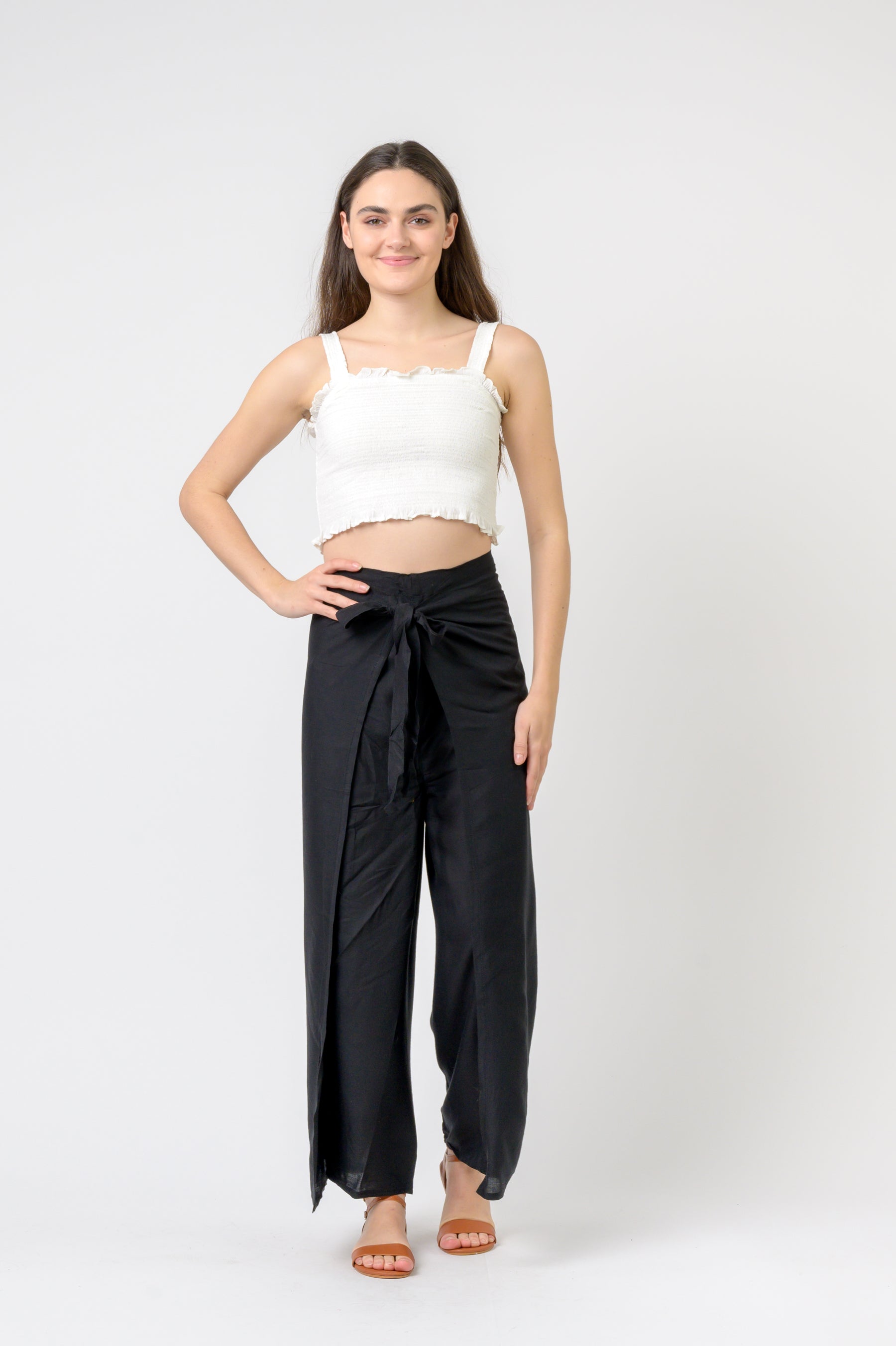 Rhea Plain Rayon Wrap Pants