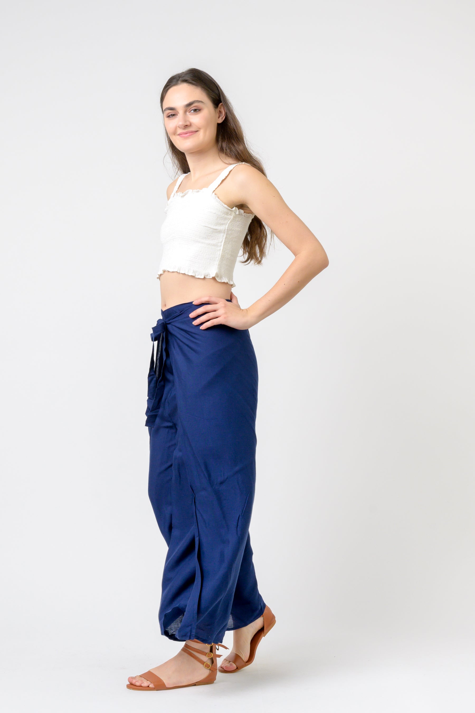 Rhea Plain Rayon Wrap Pants