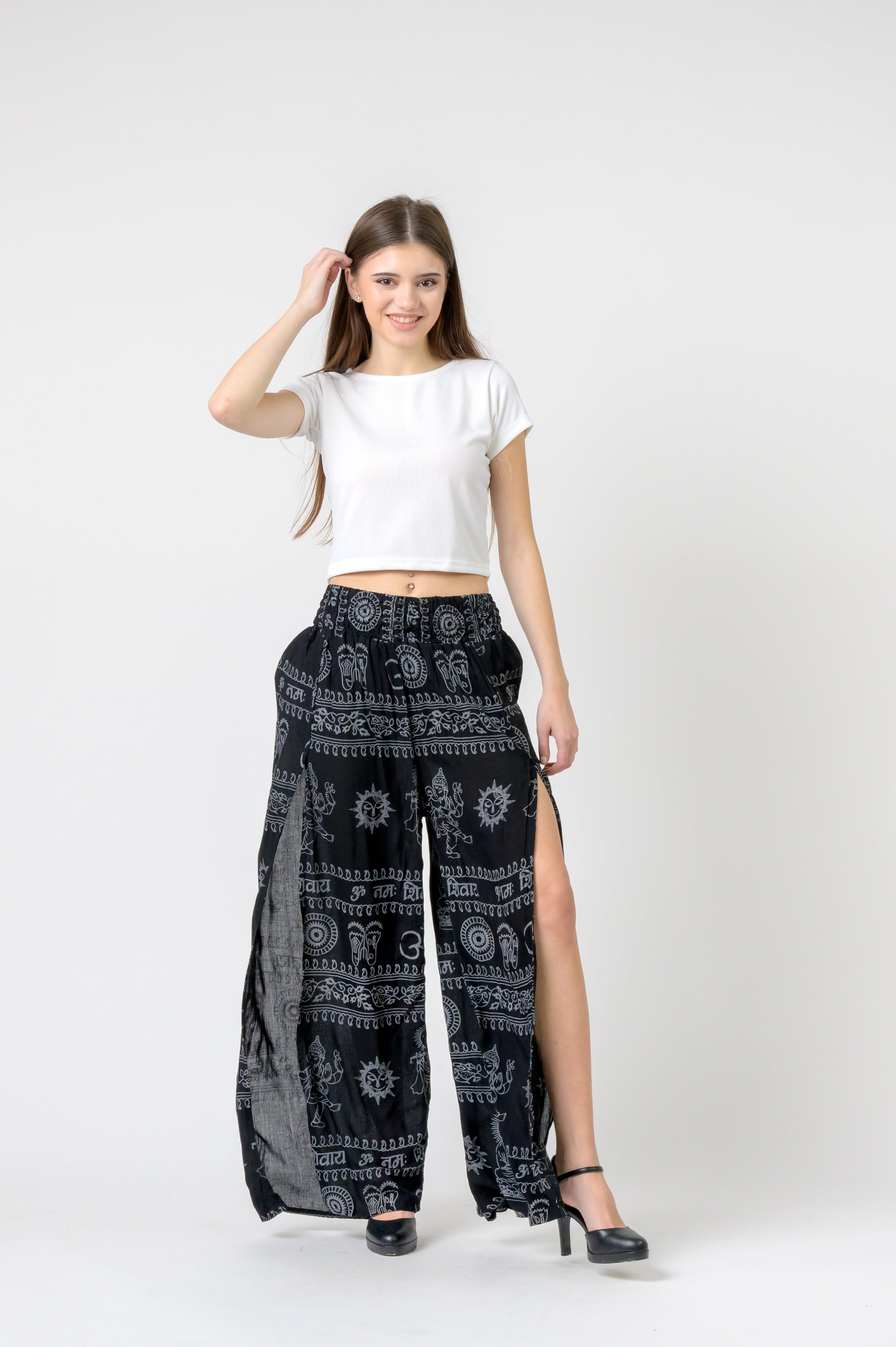 Rhea Flared Om Print Pants
