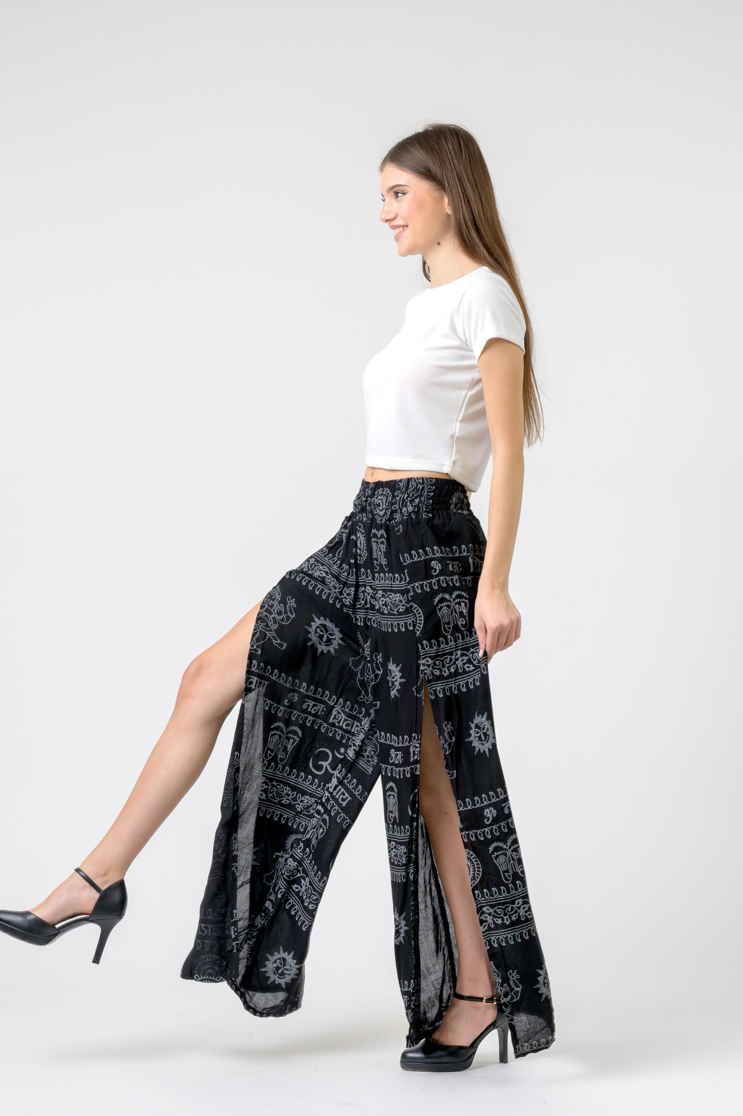 Rhea Flared Om Print Pants