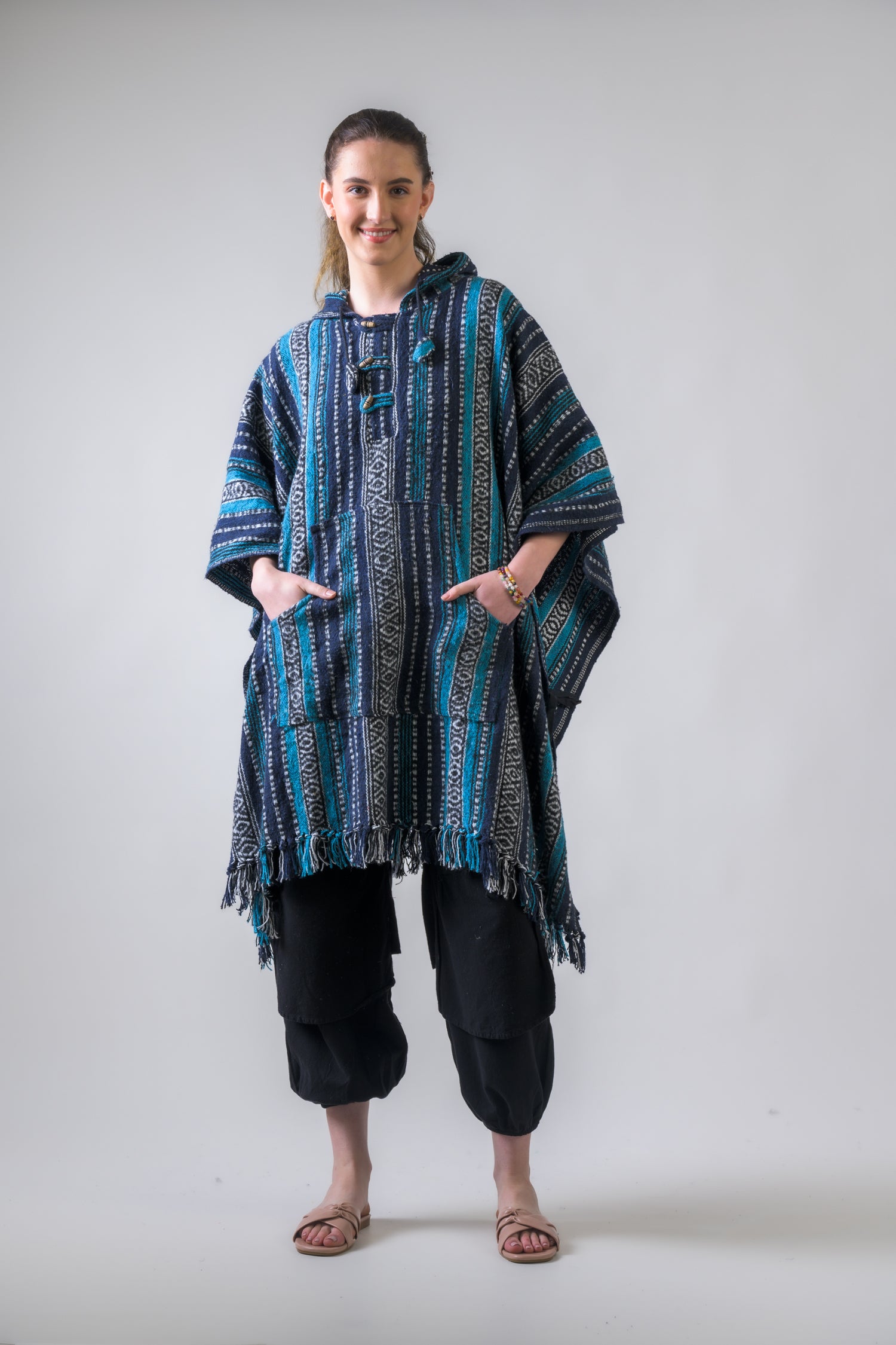 Rhea Pattern Cotton Poncho