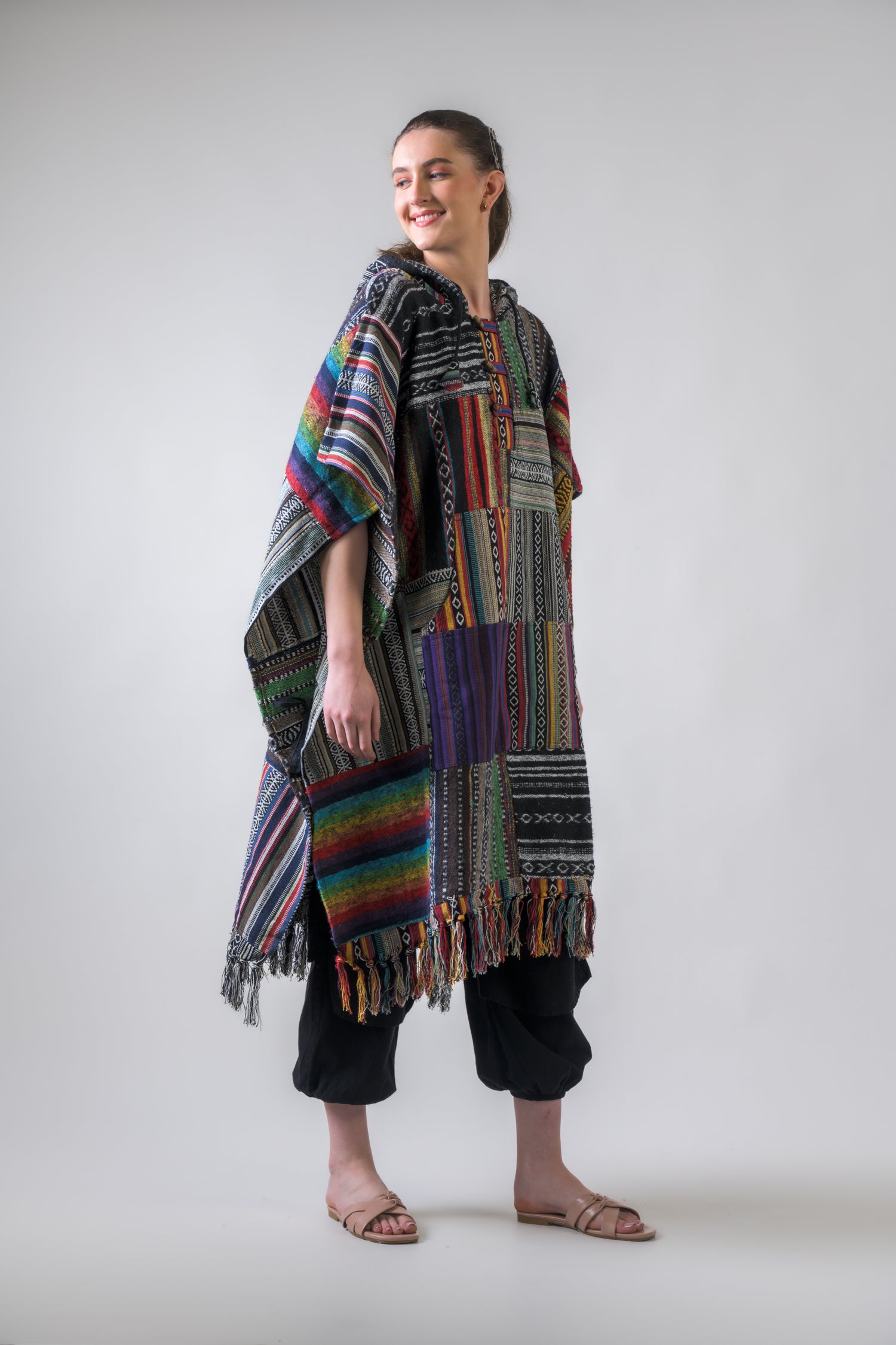 Rhea Pattern Cotton Poncho