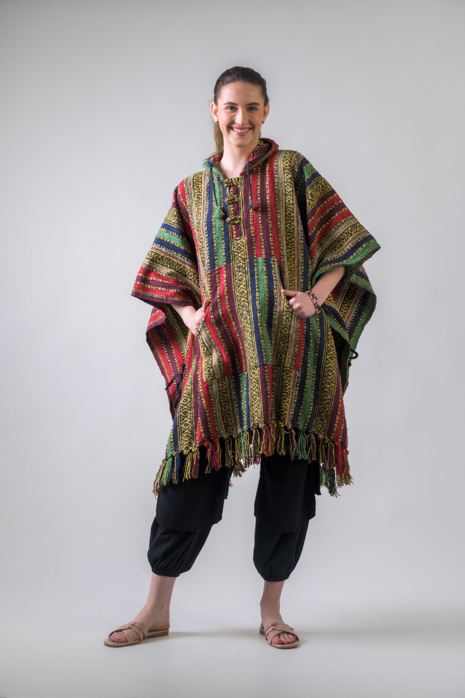 Rhea Pattern Cotton Poncho