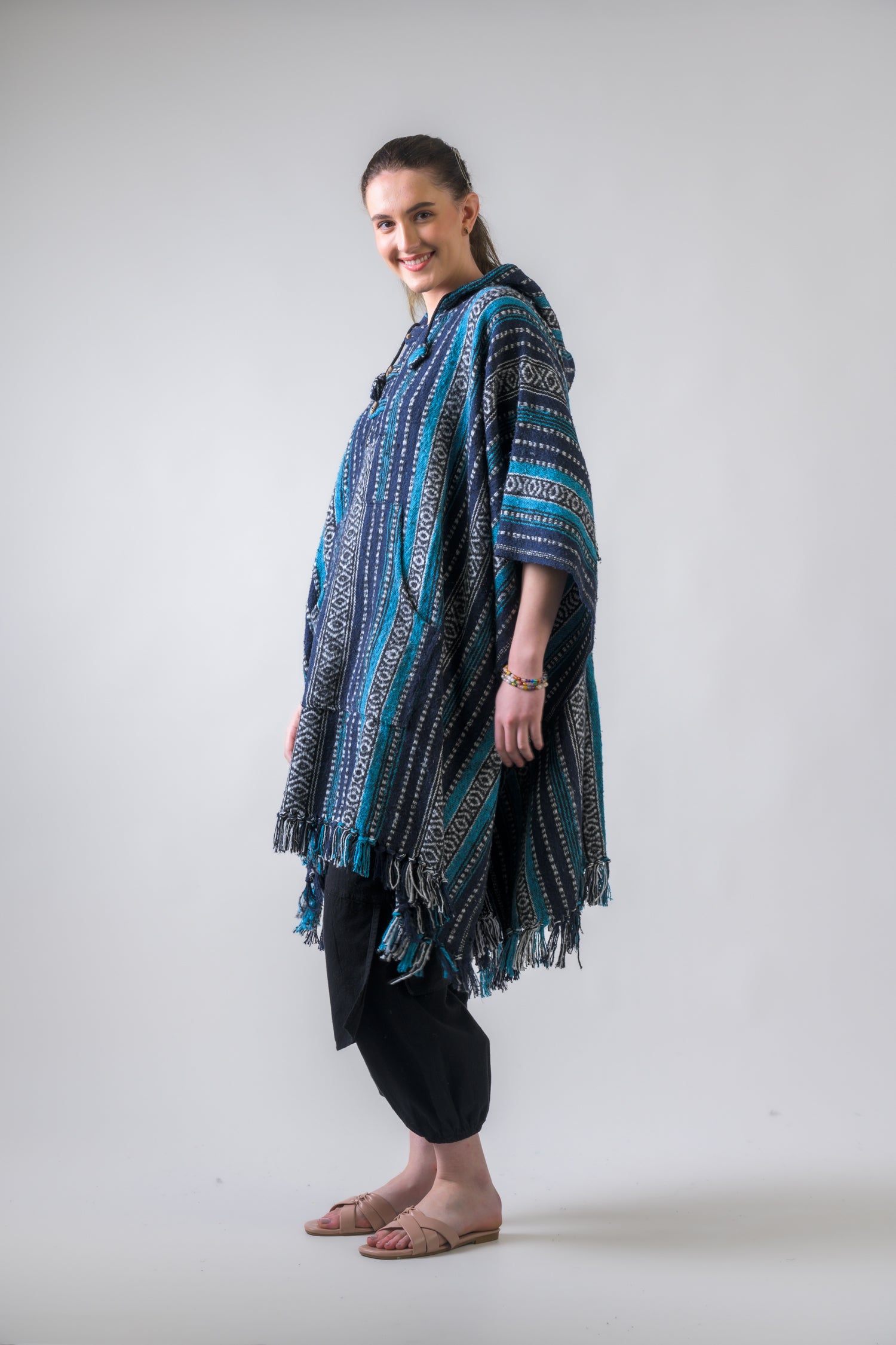 Rhea Pattern Cotton Poncho