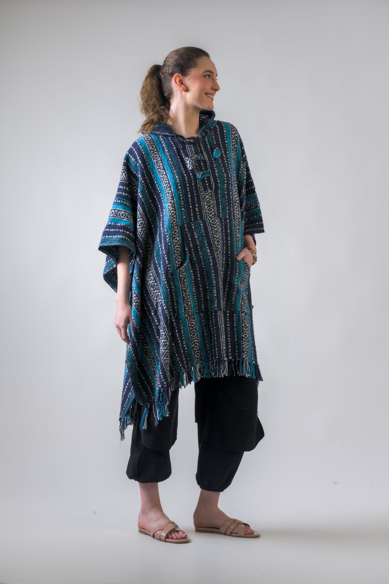 Rhea Pattern Cotton Poncho