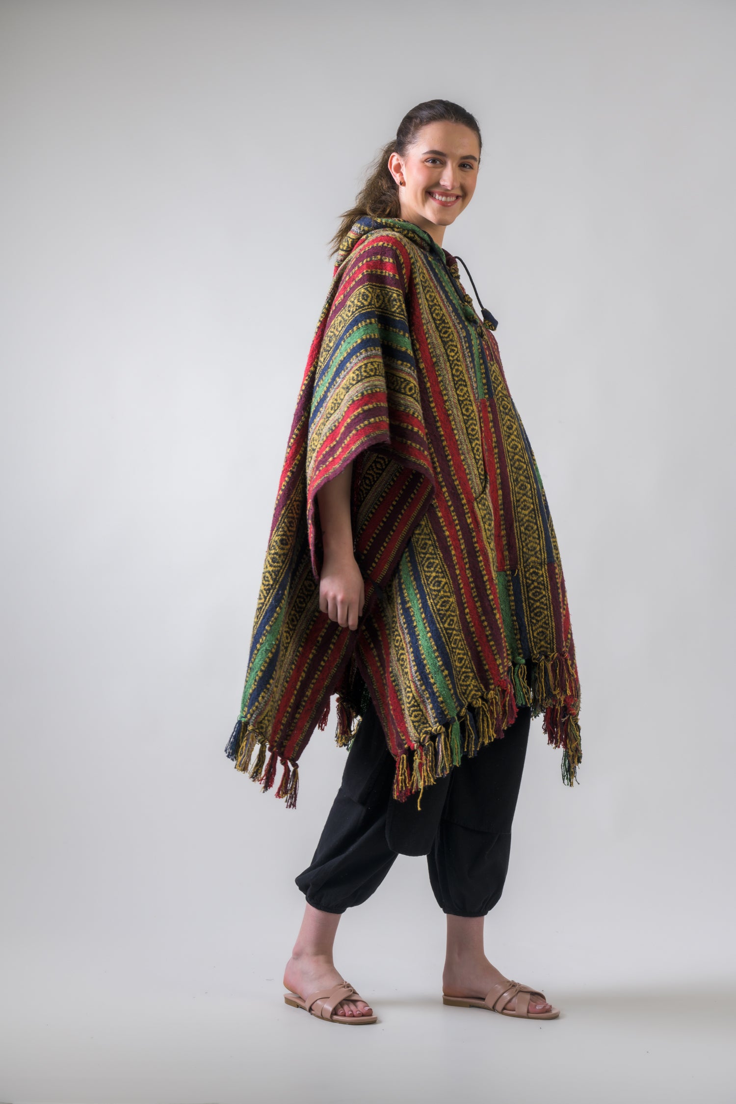 Rhea Pattern Cotton Poncho