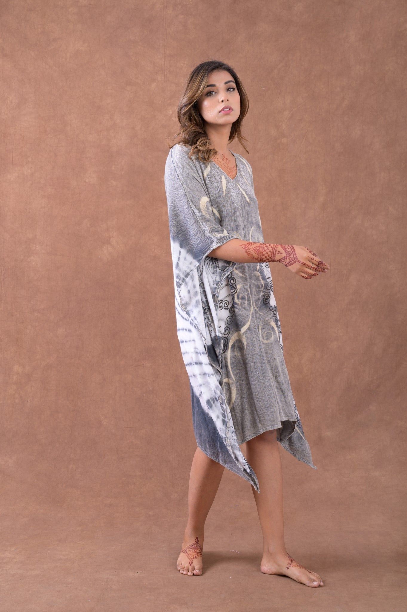 Rhea Pattern Print Square Kaftan