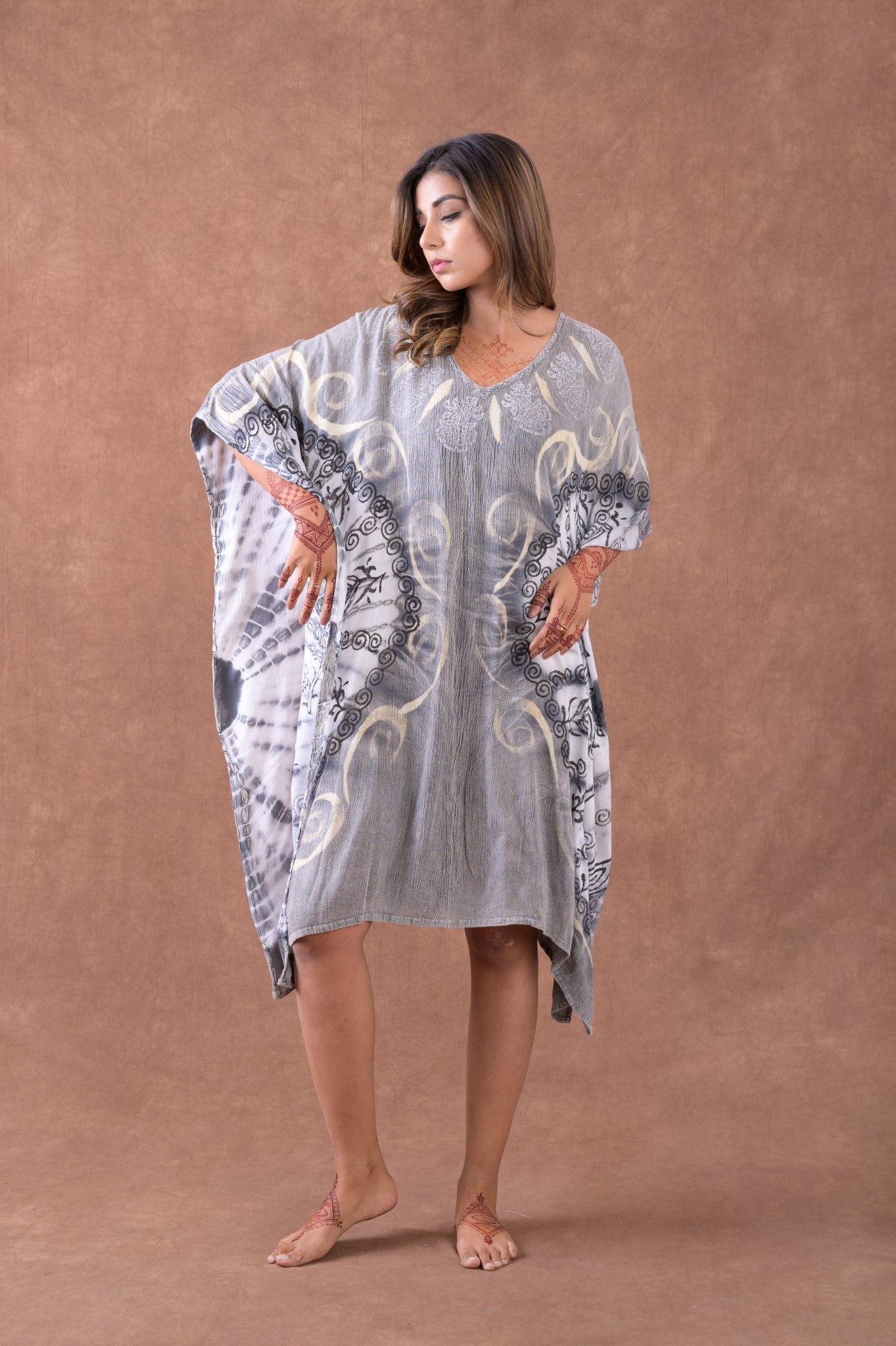 Rhea Pattern Print Square Kaftan