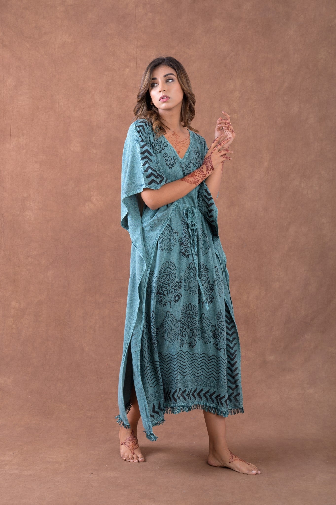 Rhea Pattern Print Square Kaftan