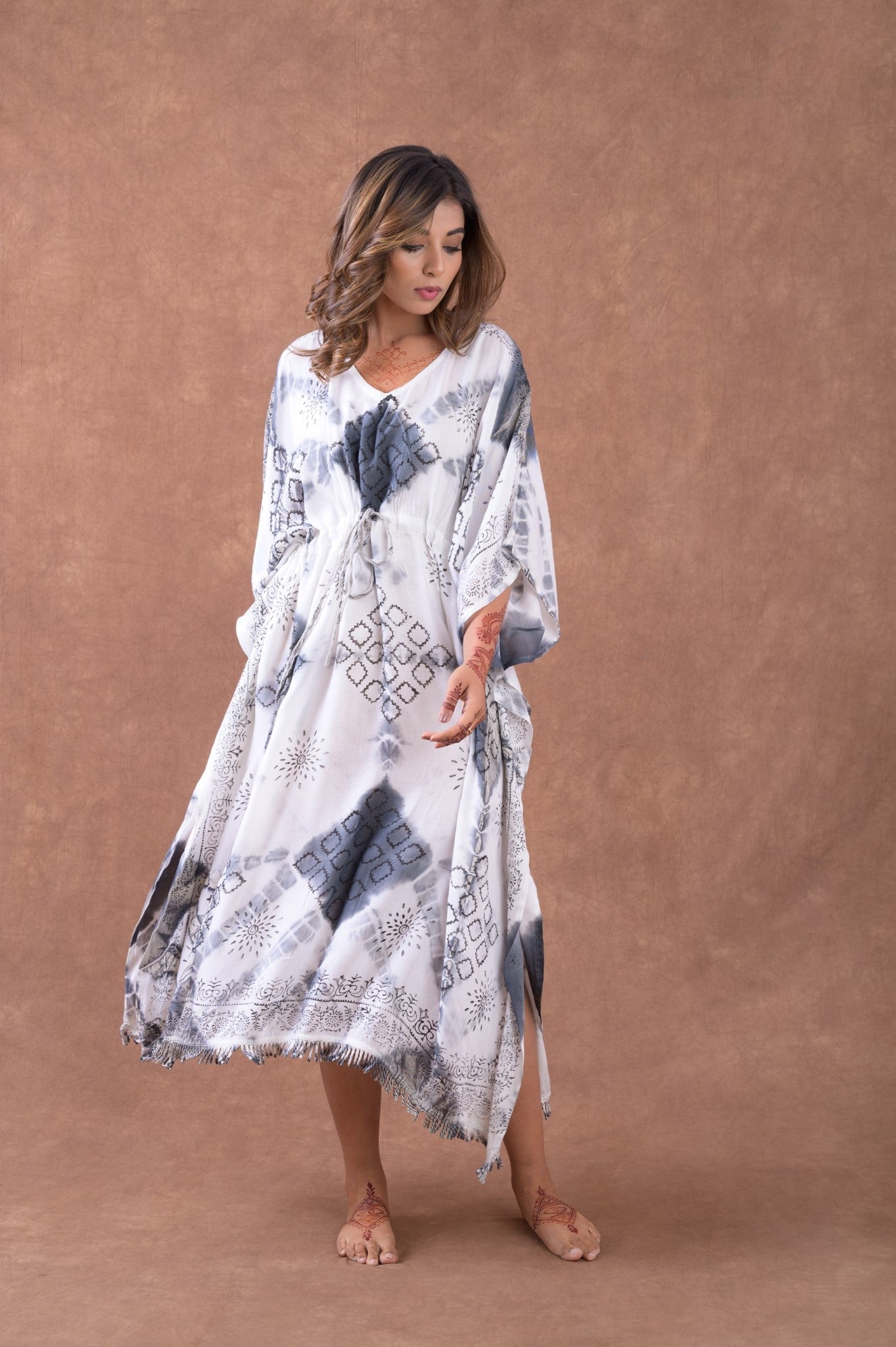 Rhea Pattern Print Square Kaftan