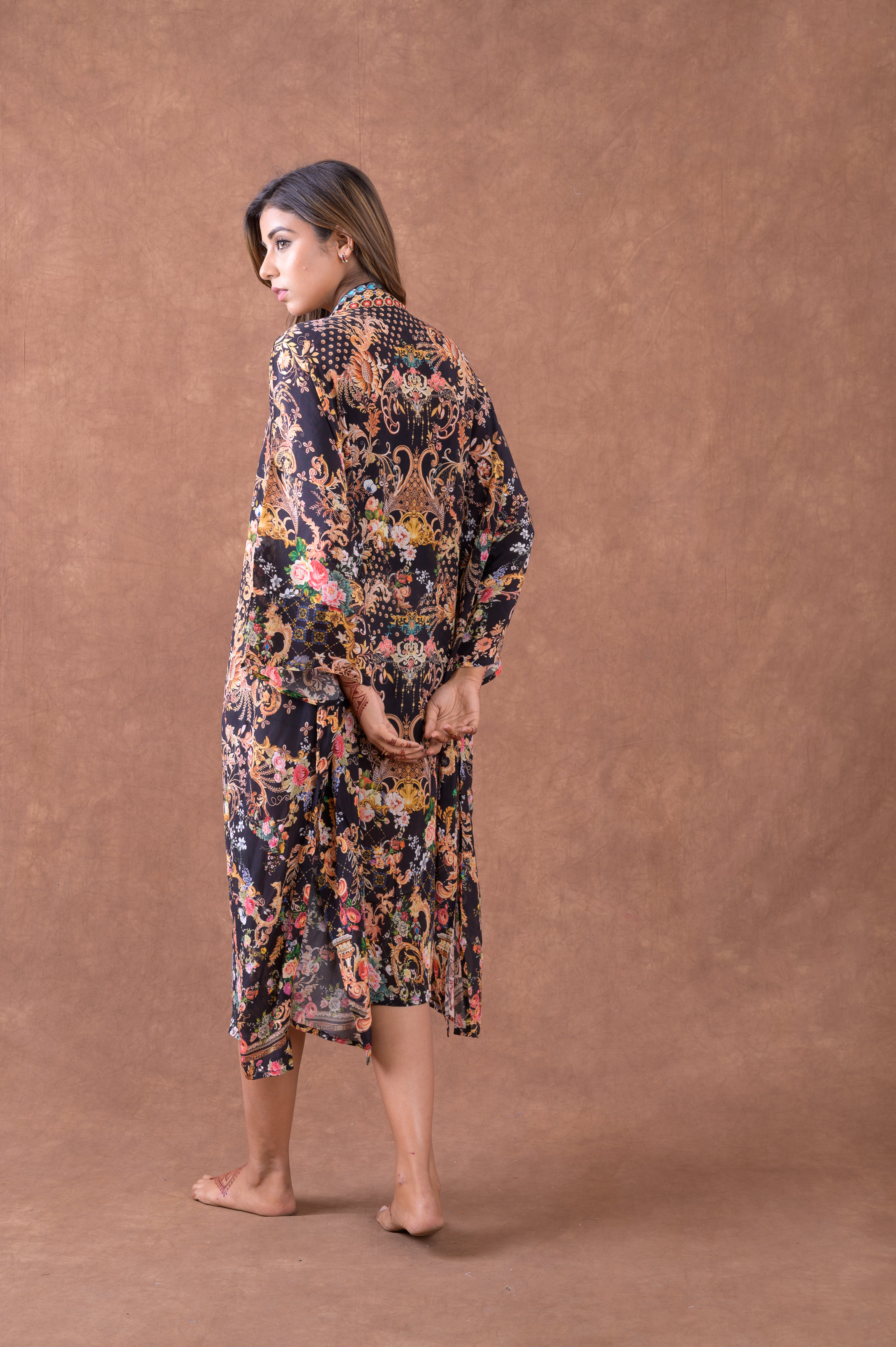 Rhea Premium Pattern Print Kimono