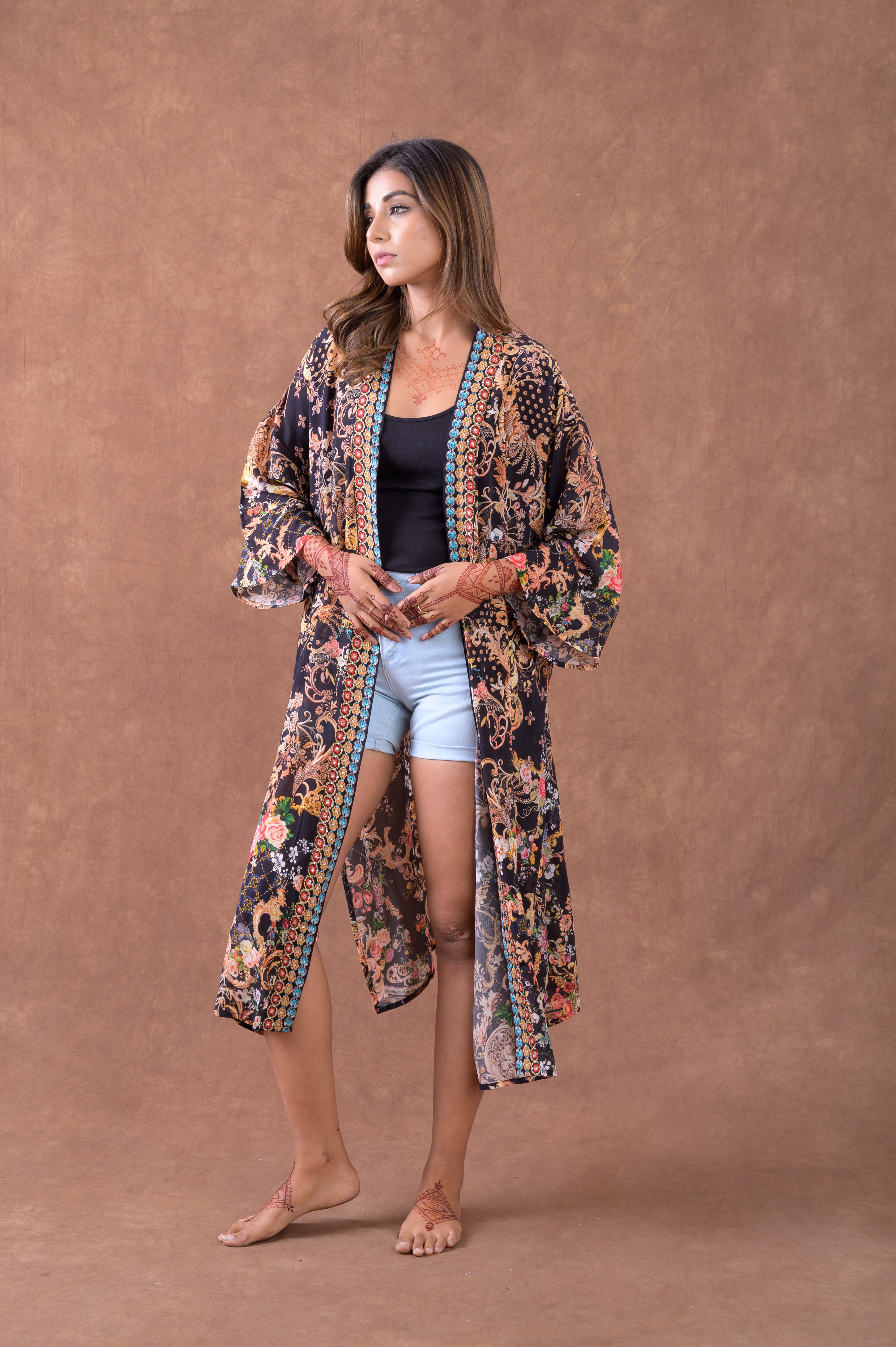 Rhea Premium Pattern Print Kimono