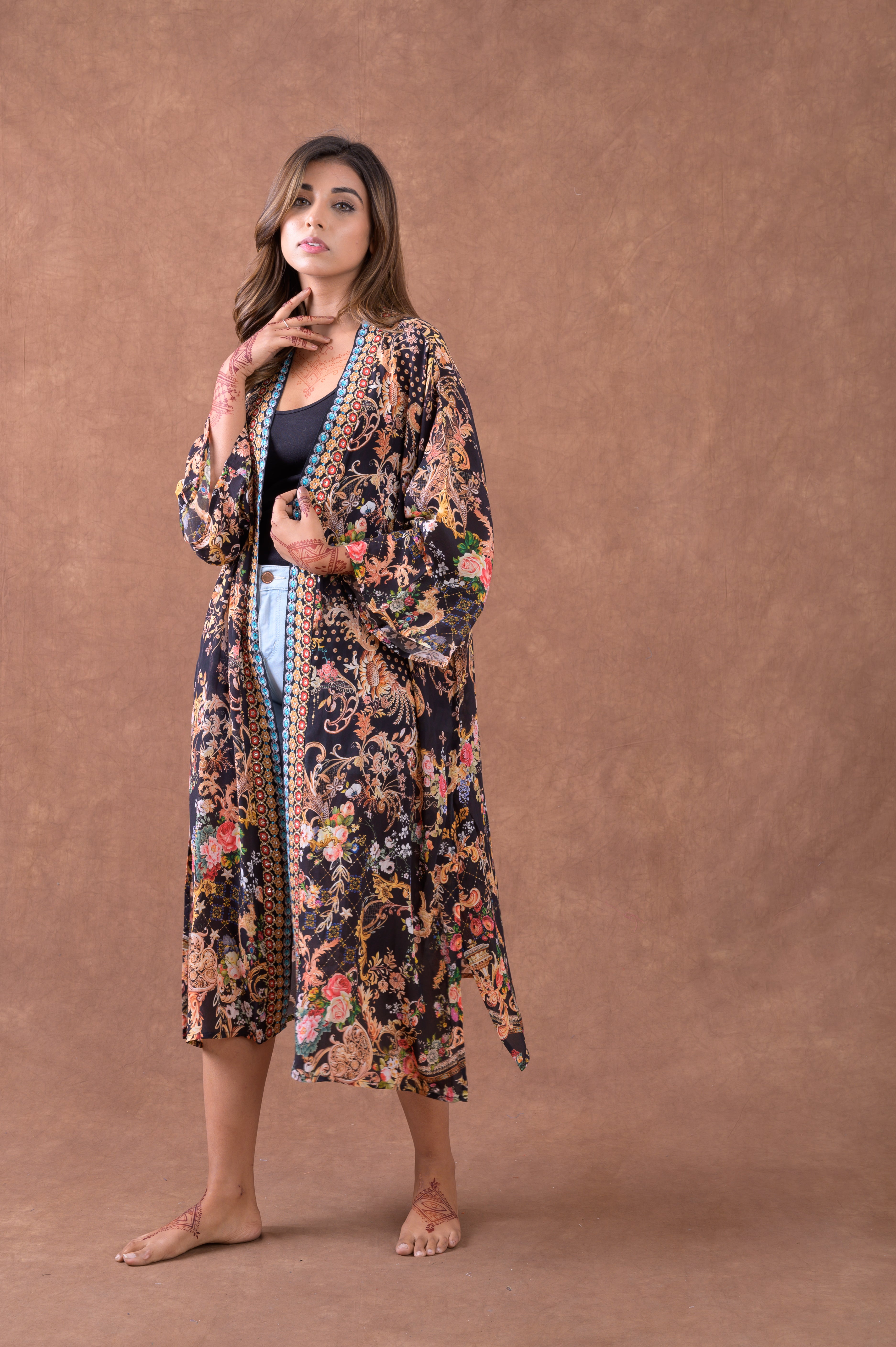 Rhea Premium Pattern Print Kimono