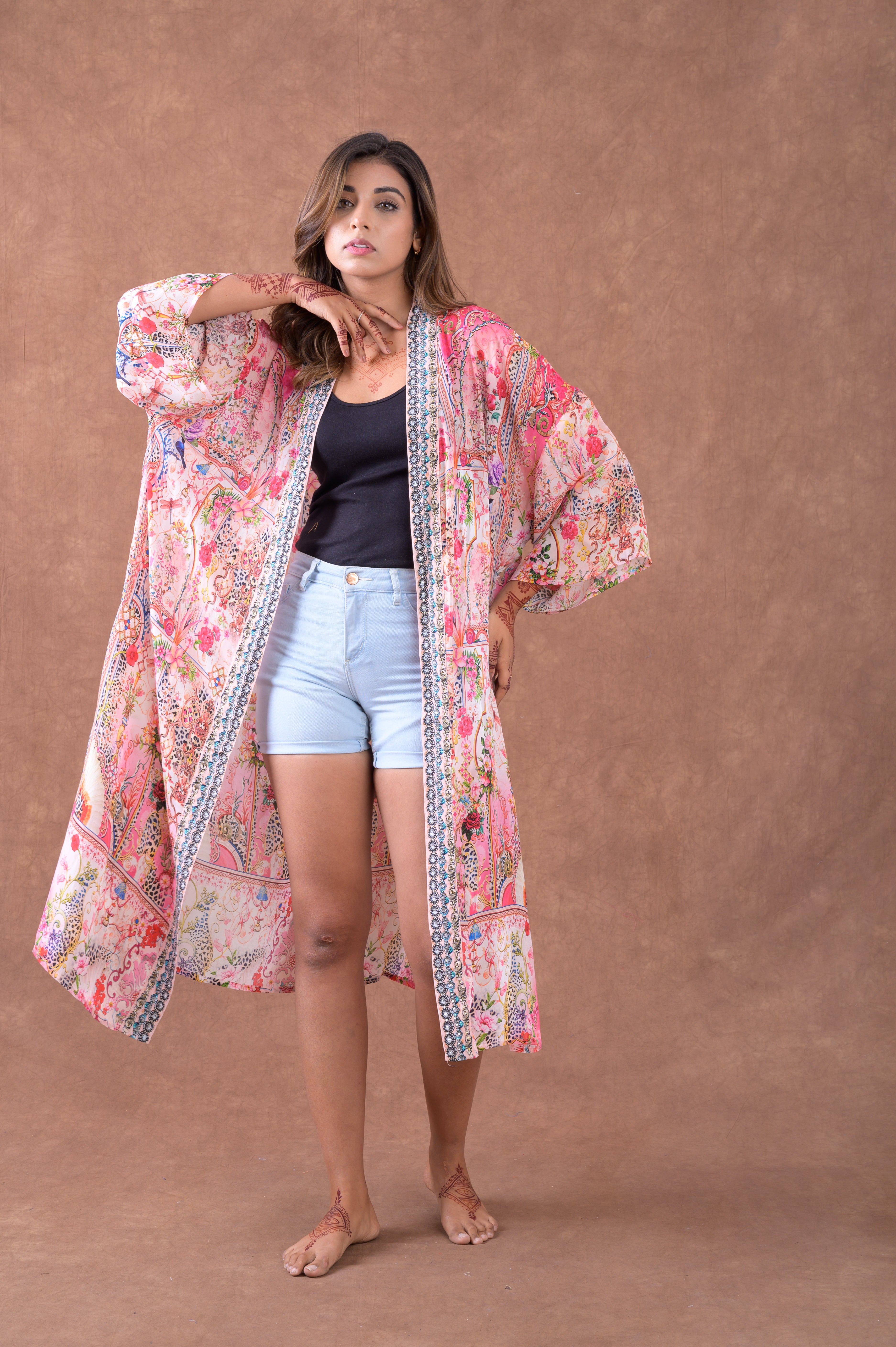 Rhea Premium Pattern Print Kimono