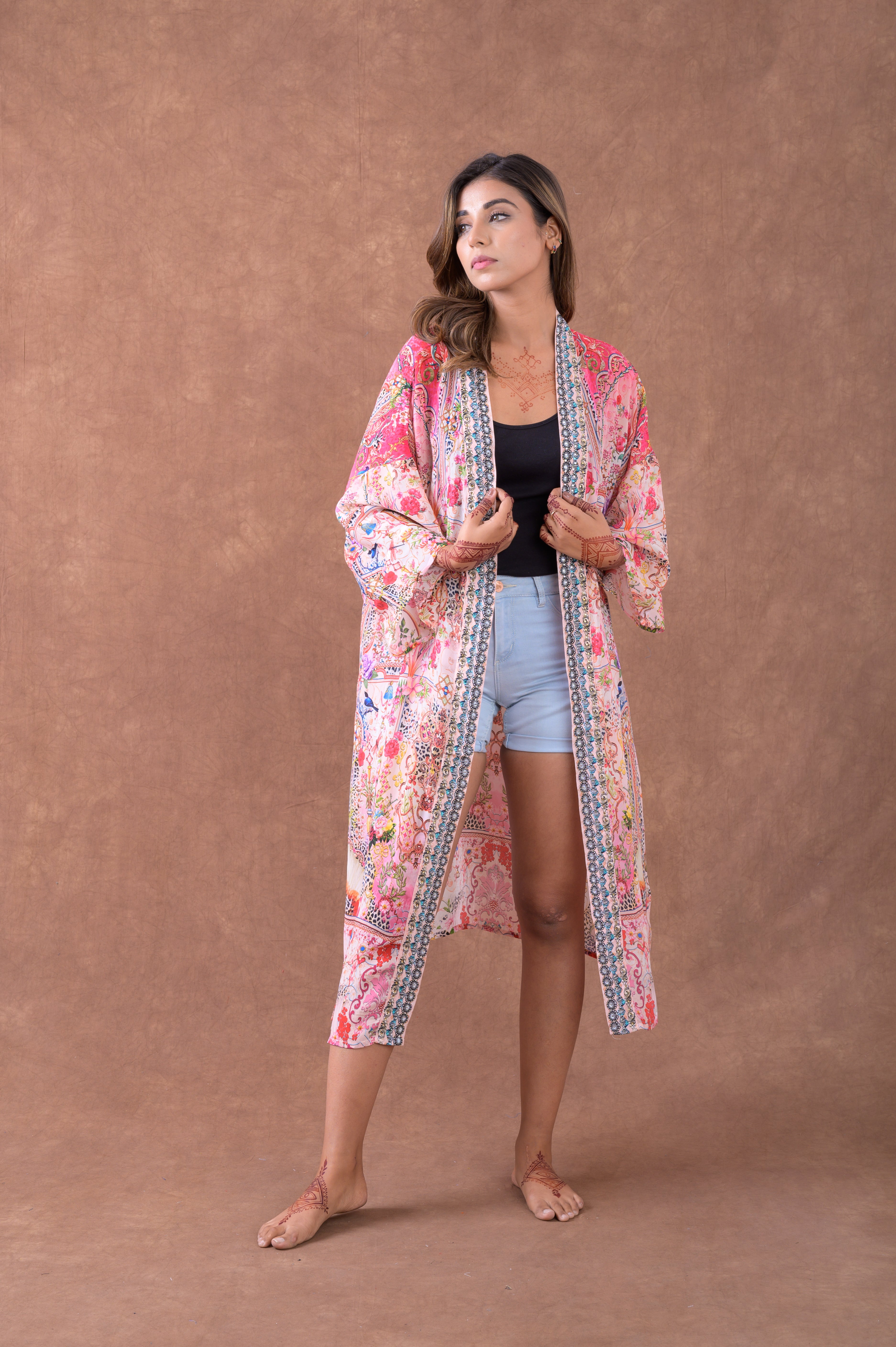 Rhea Premium Pattern Print Kimono