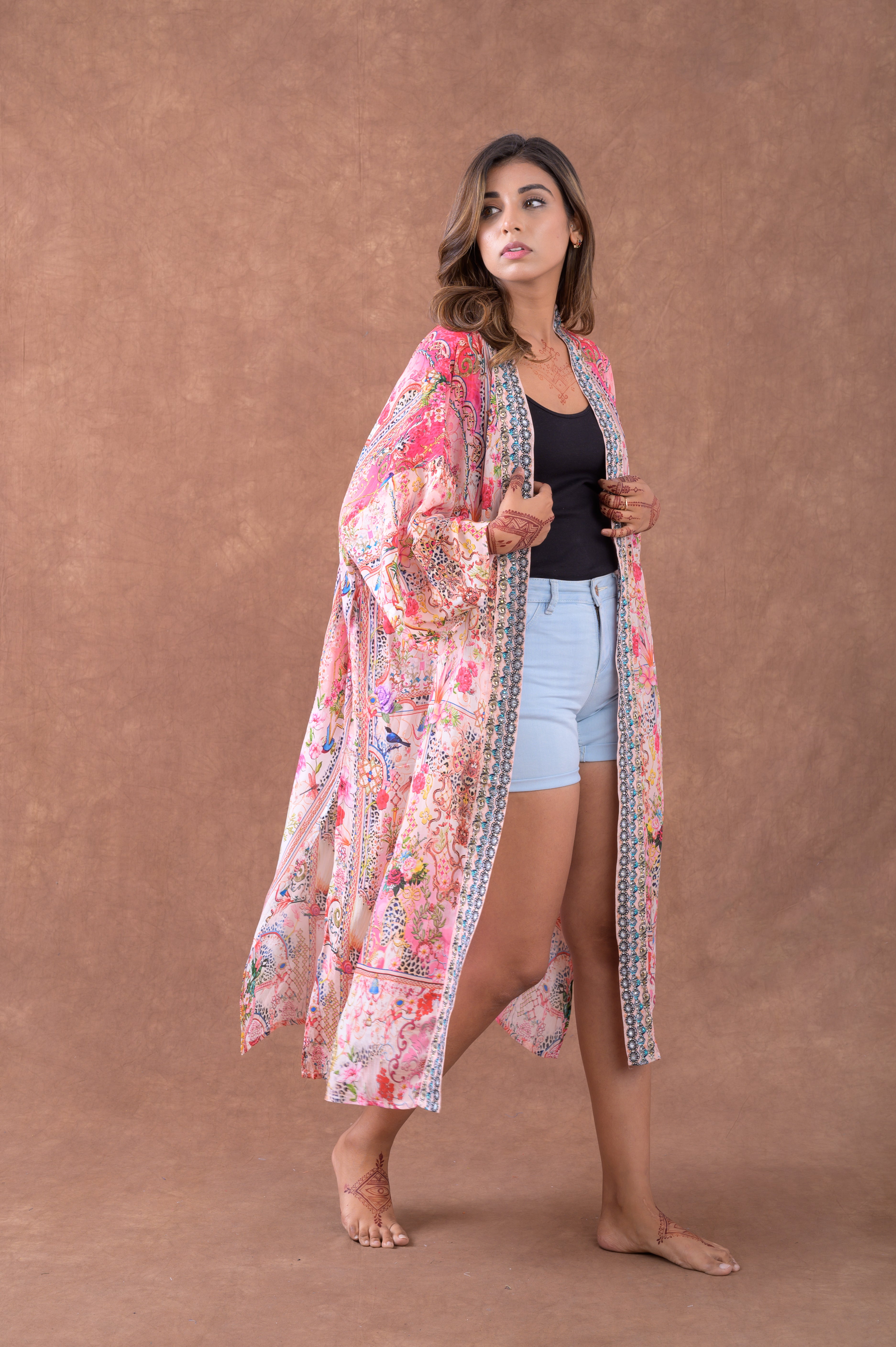 Rhea Premium Pattern Print Kimono