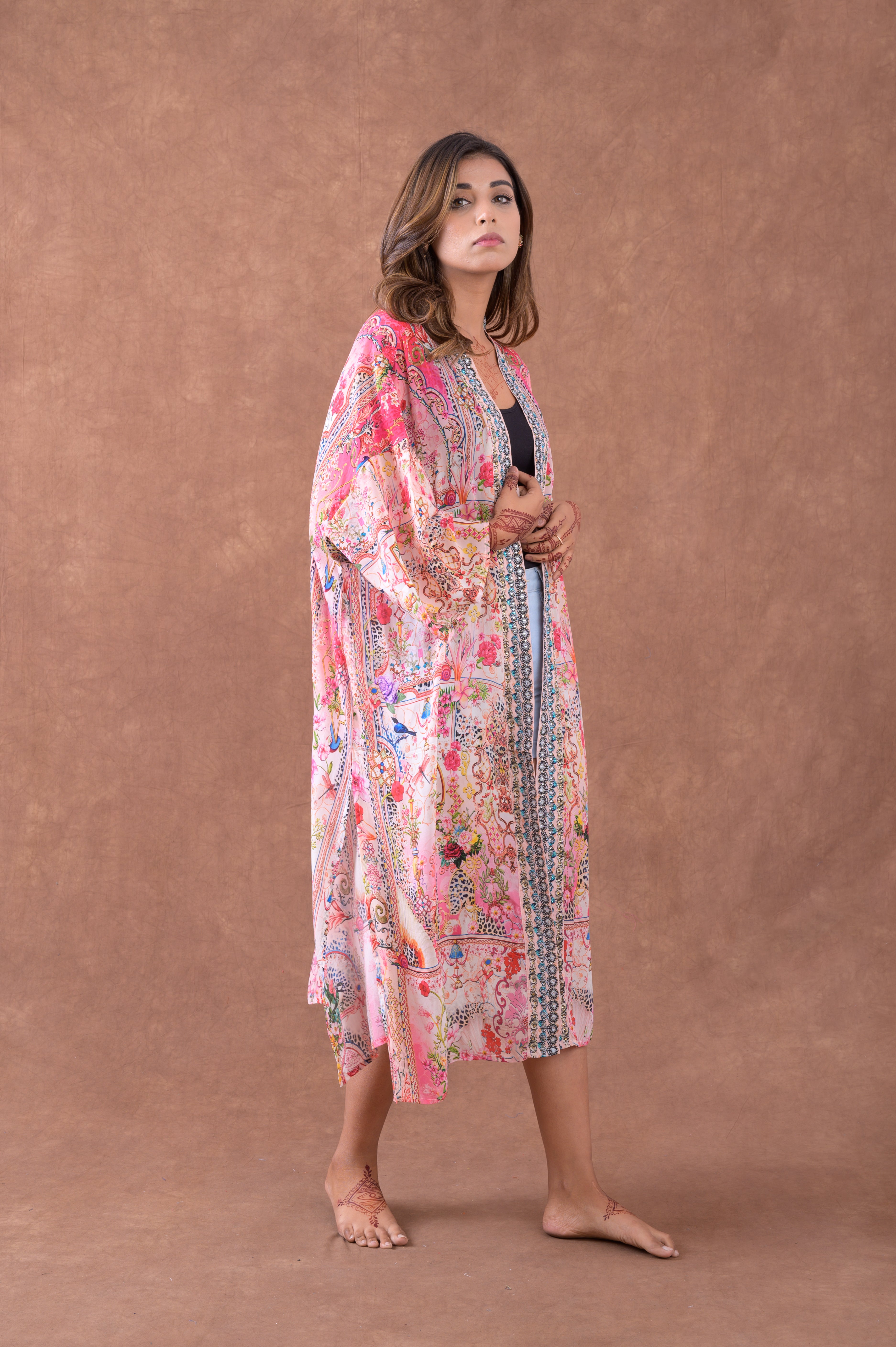 Rhea Premium Pattern Print Kimono