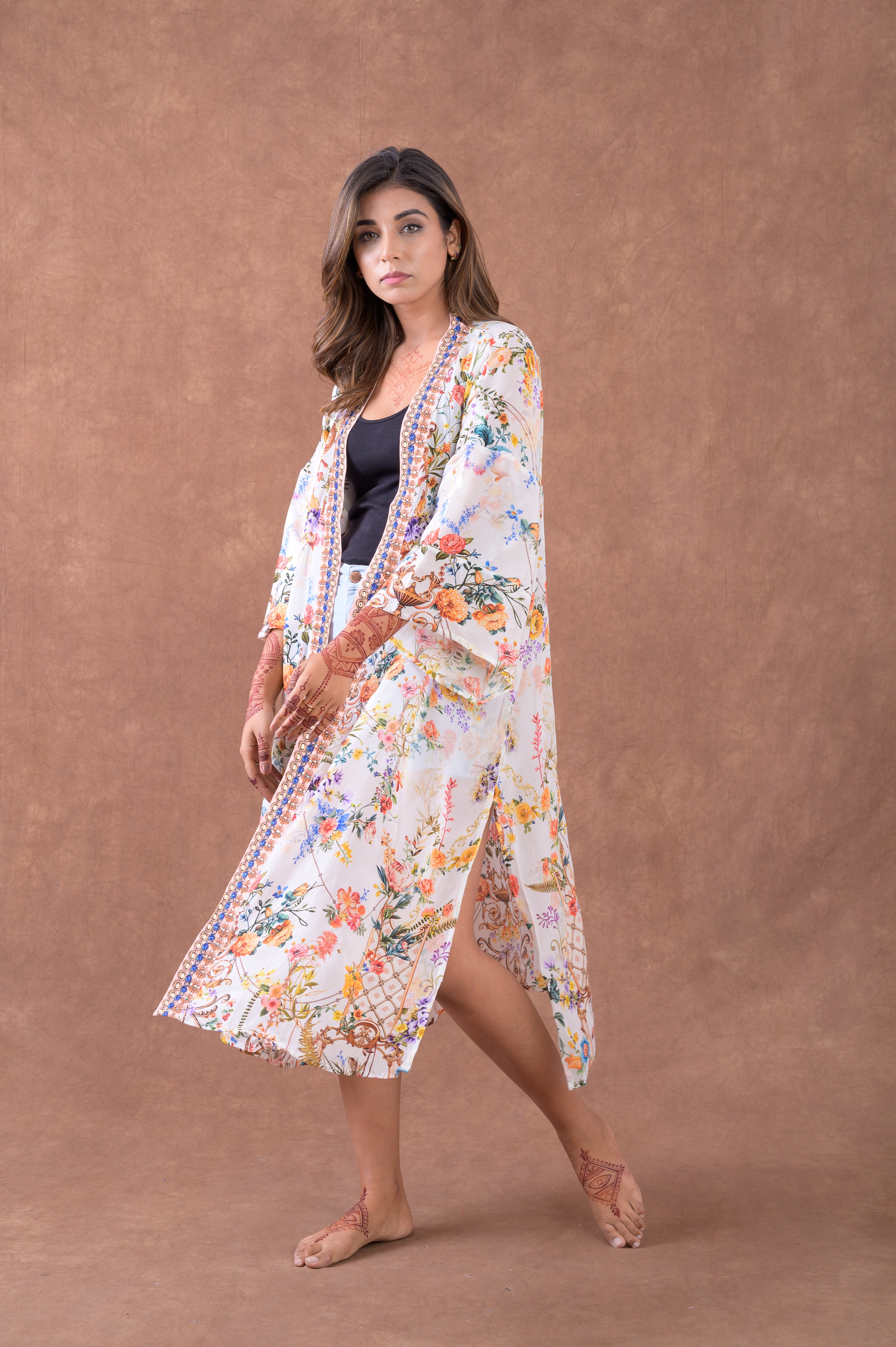 Rhea Premium Pattern Print Kimono