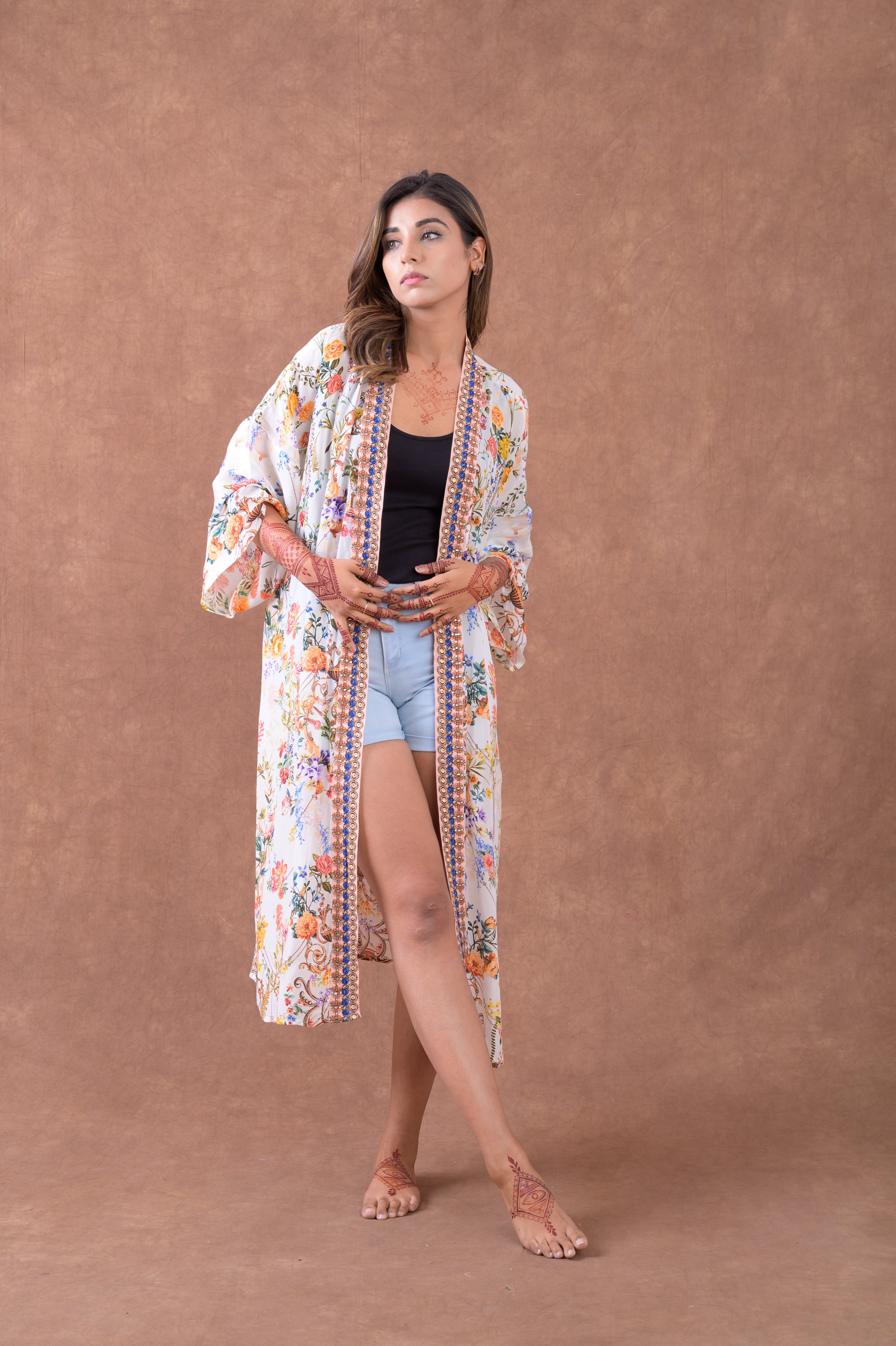 Rhea Premium Pattern Print Kimono