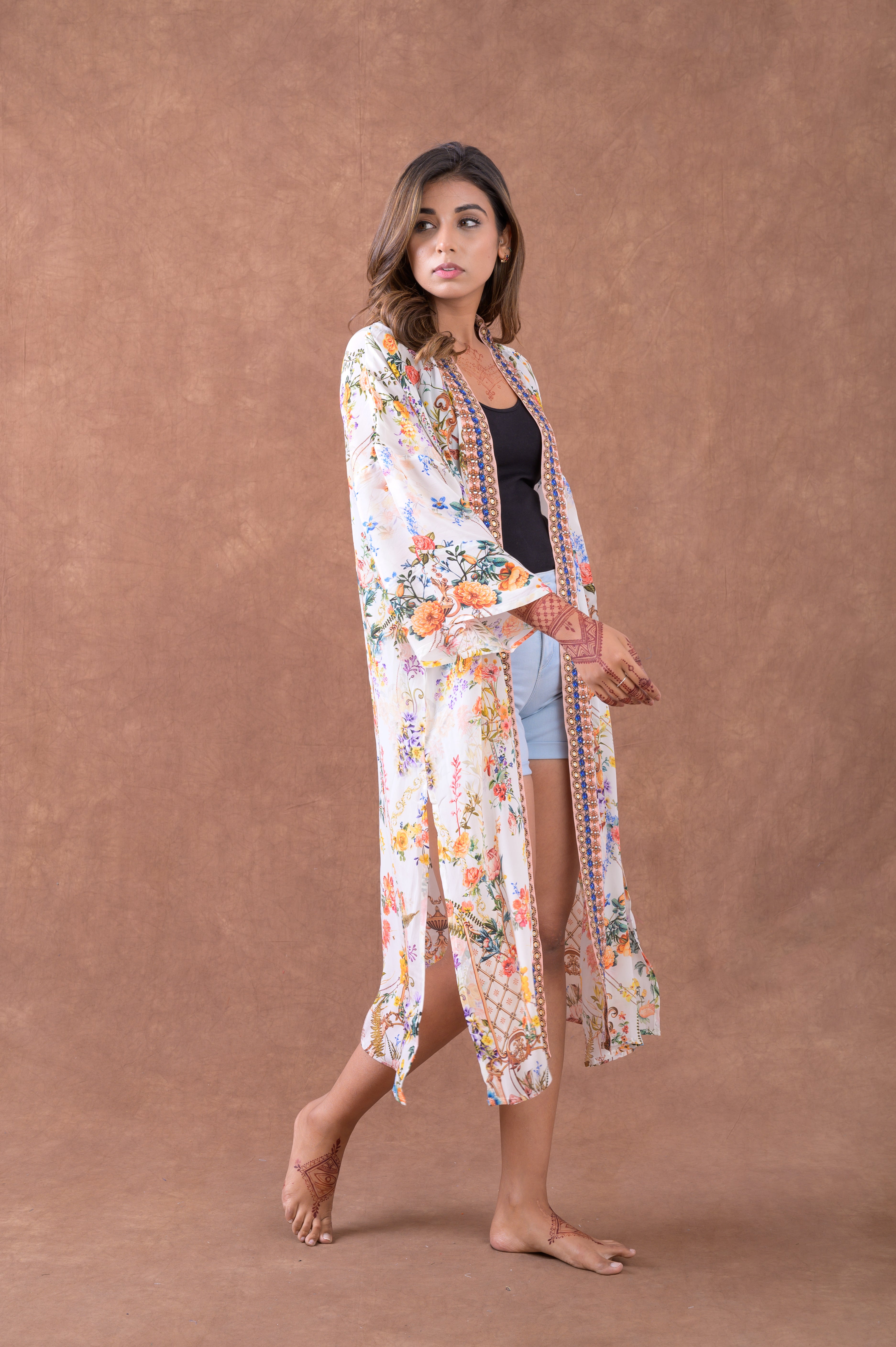 Rhea Premium Pattern Print Kimono