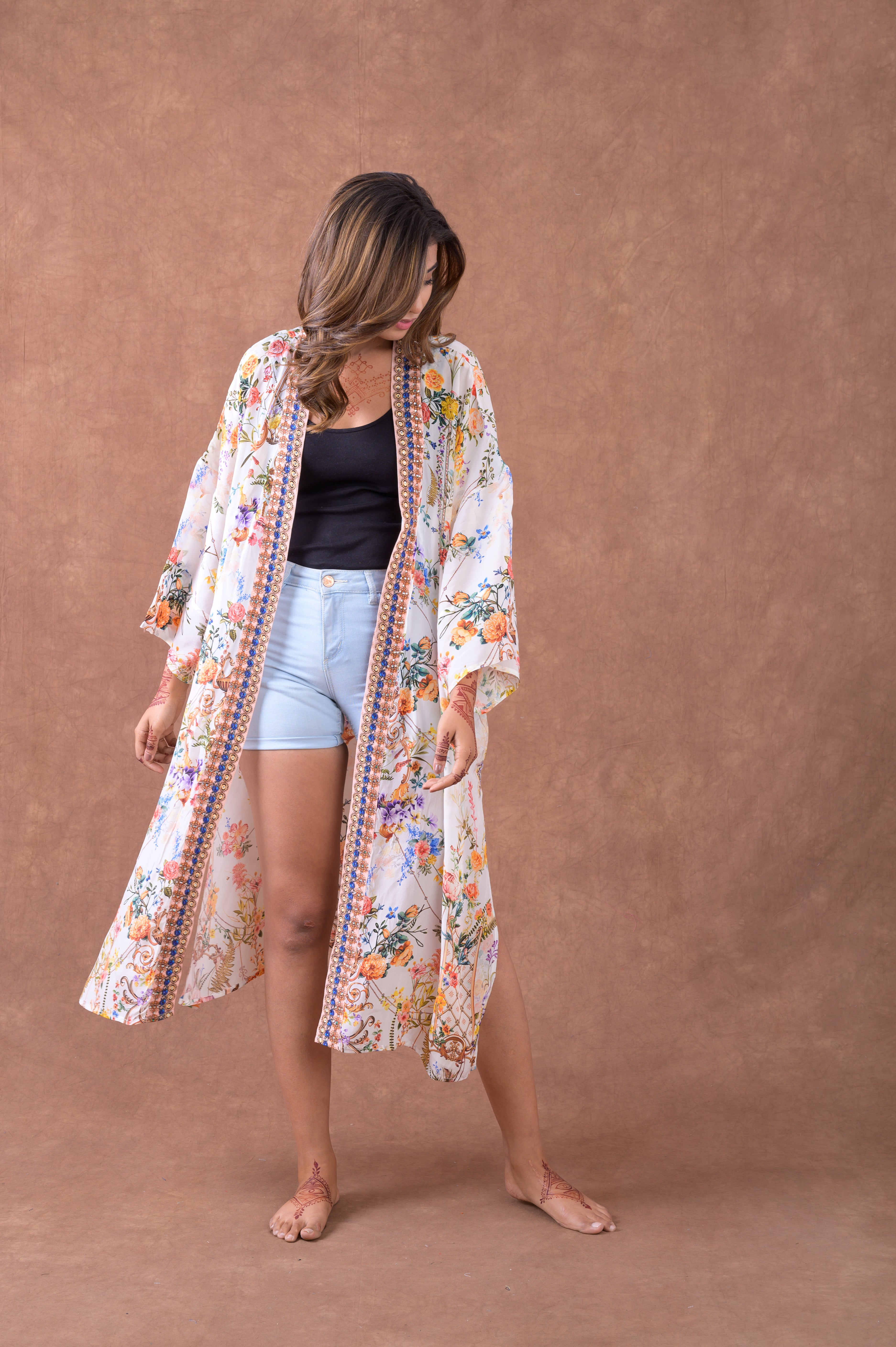 Rhea Premium Pattern Print Kimono