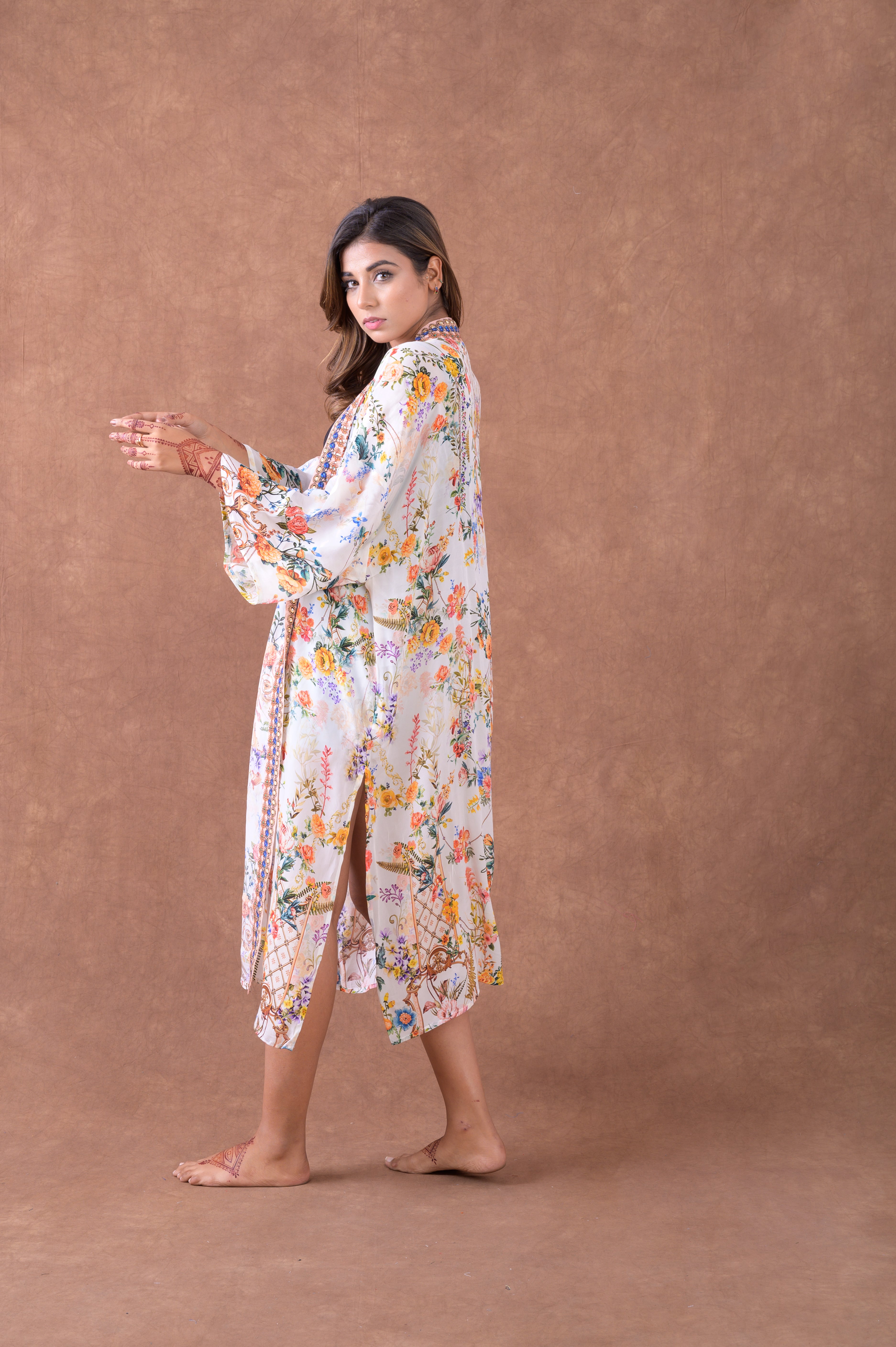 Rhea Premium Pattern Print Kimono