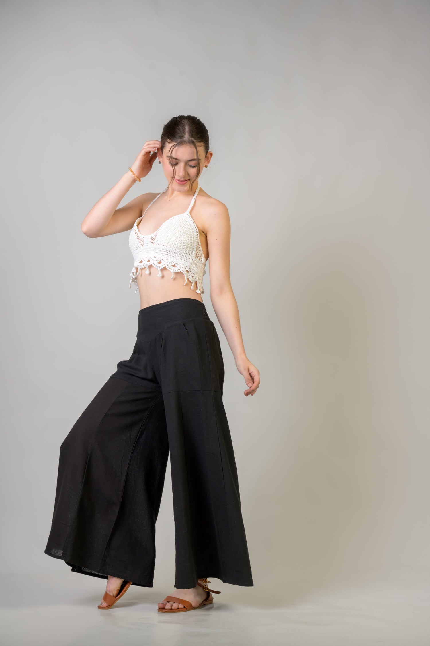 Solid Wide Leg Pants