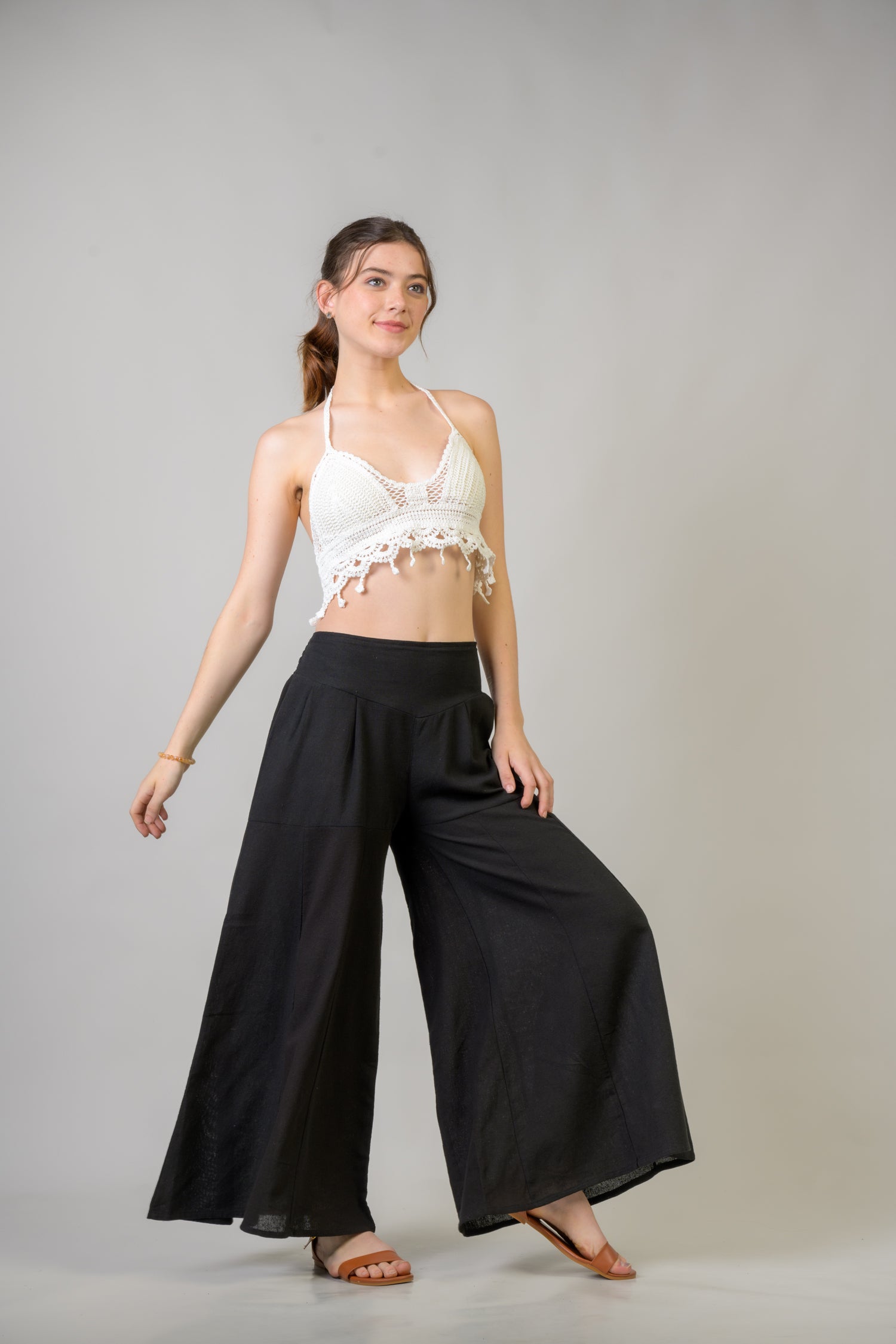 Solid Wide Leg Pants