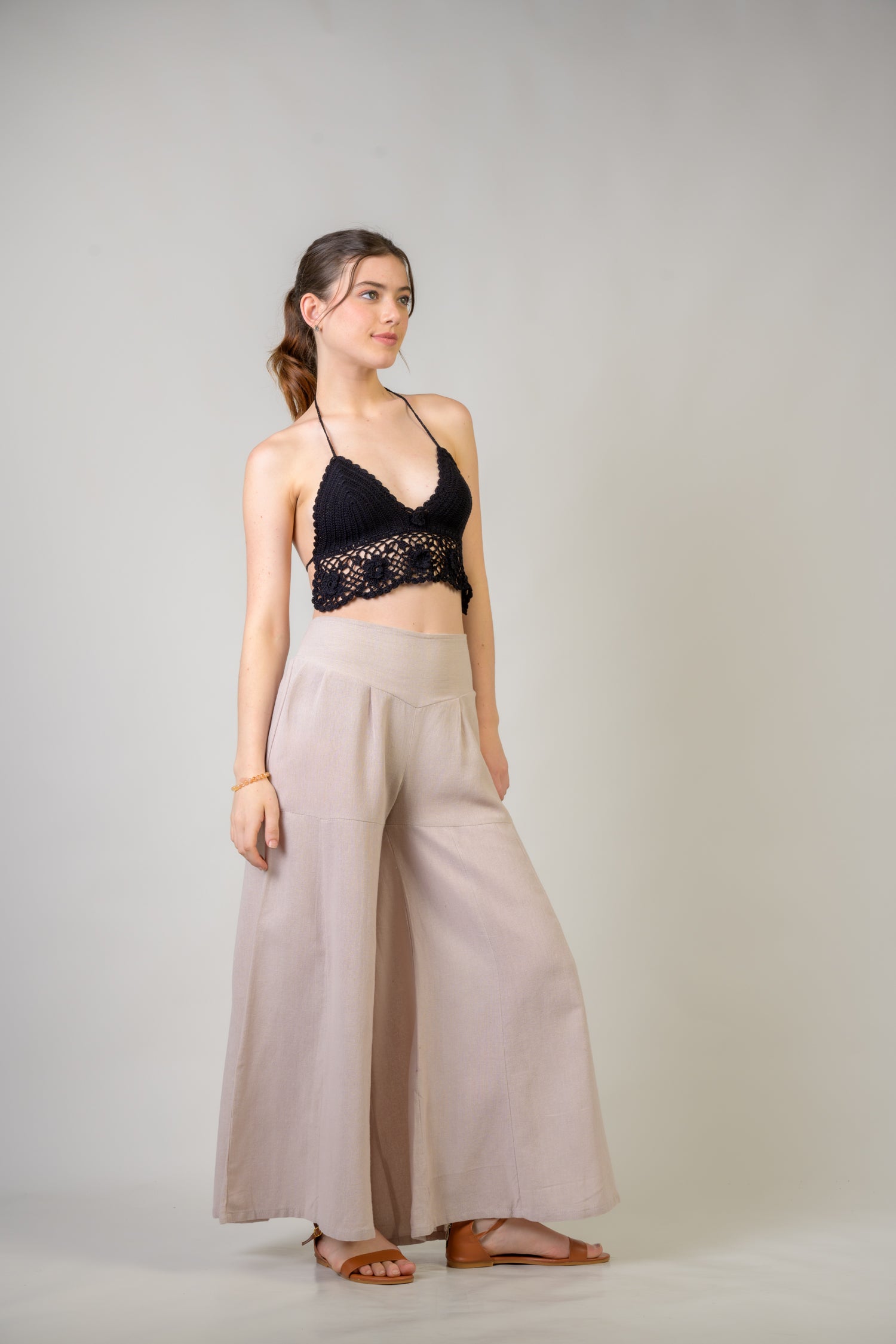 Solid Wide Leg Pants