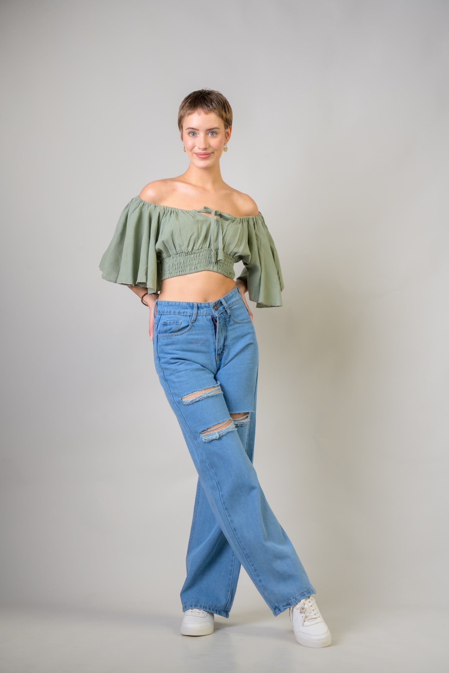 Tied Smocked Crop Top