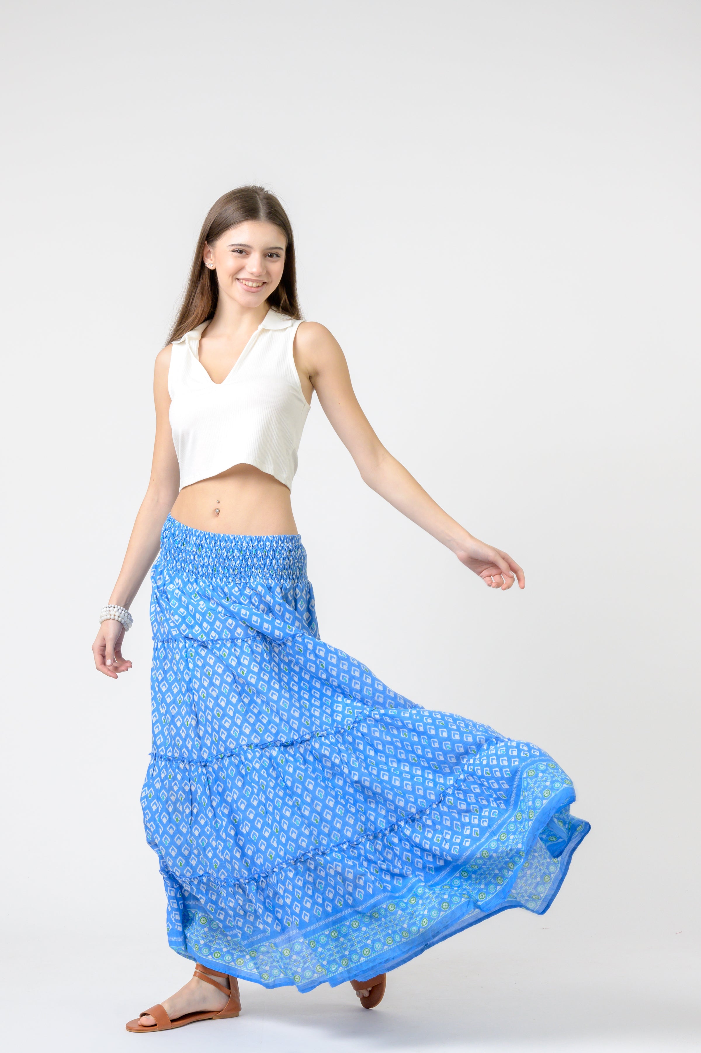 Rhea Tiered Skirt Pocahontas print