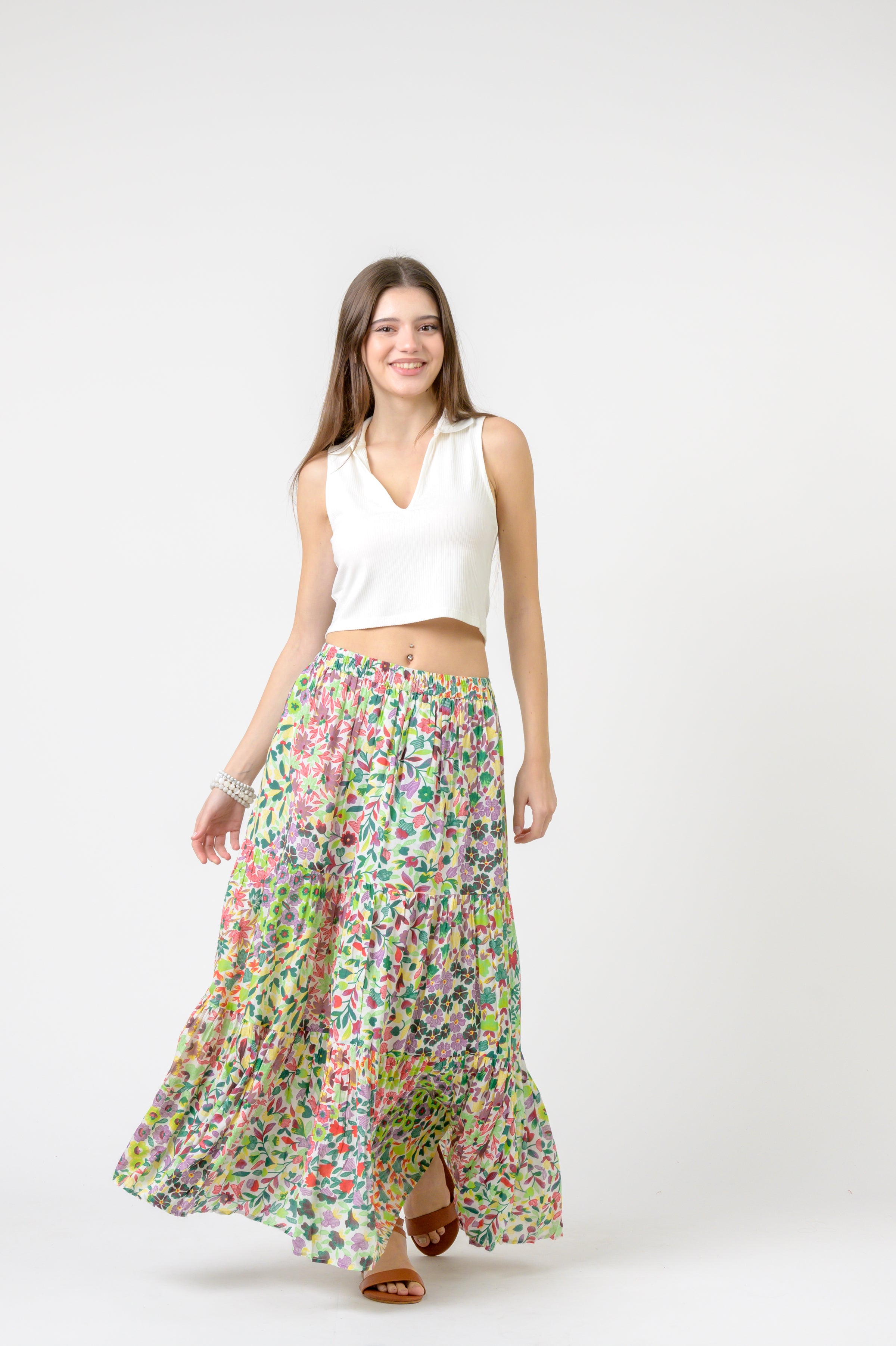 Rhea Flower Garden Slipped Skirt