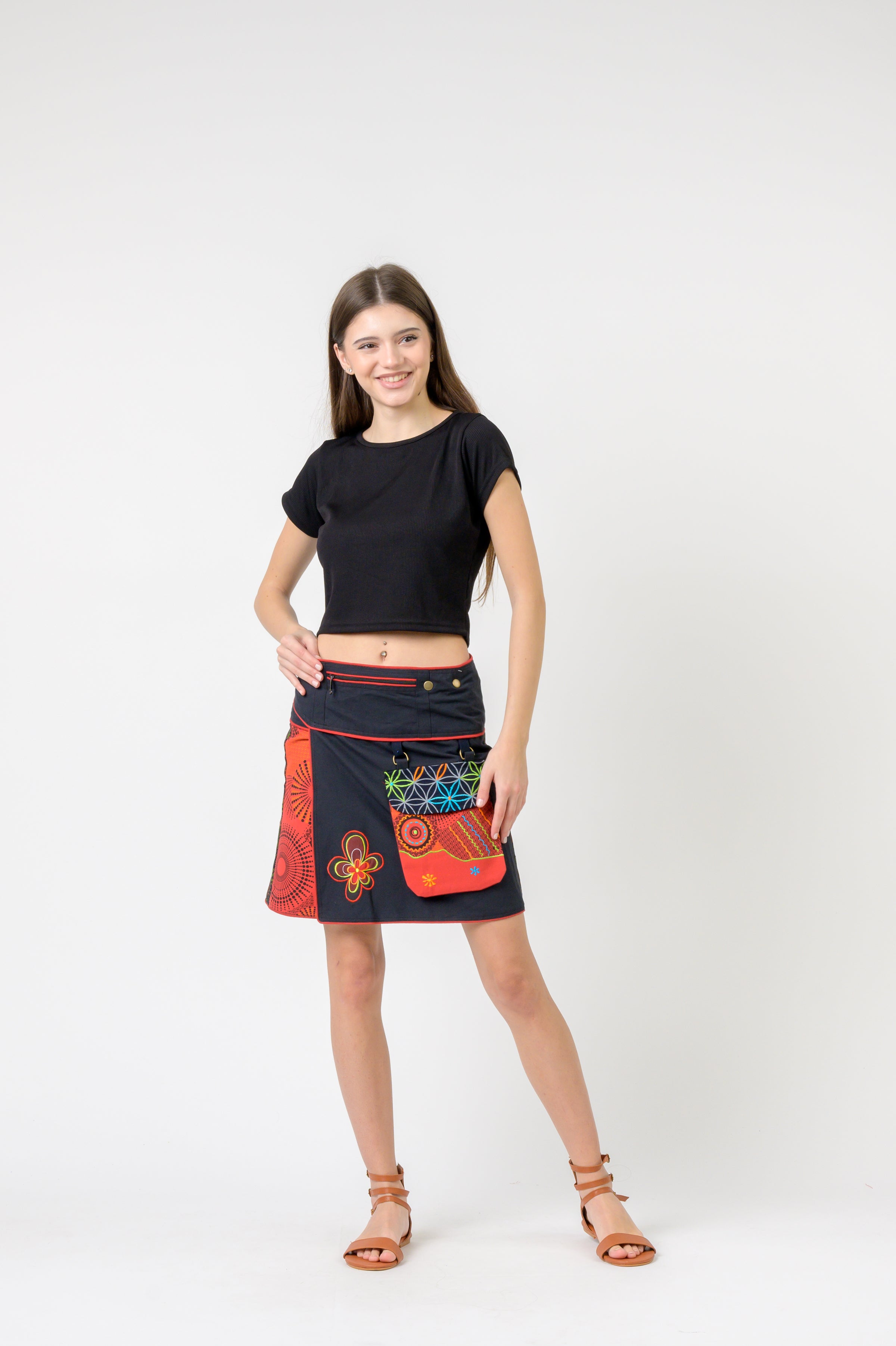 Rhea Pattern Print Pocket Skirt